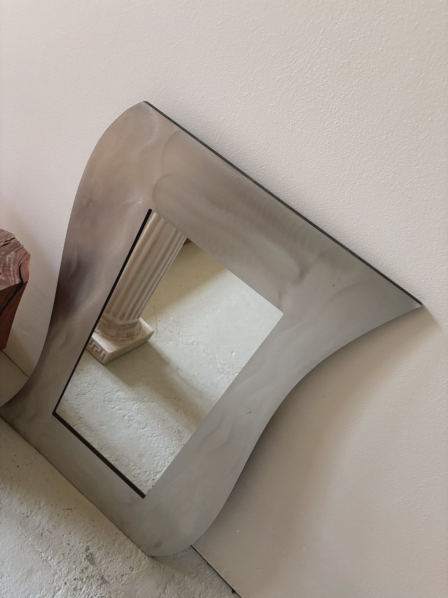 Brushed Aluminium Wavy Mirror