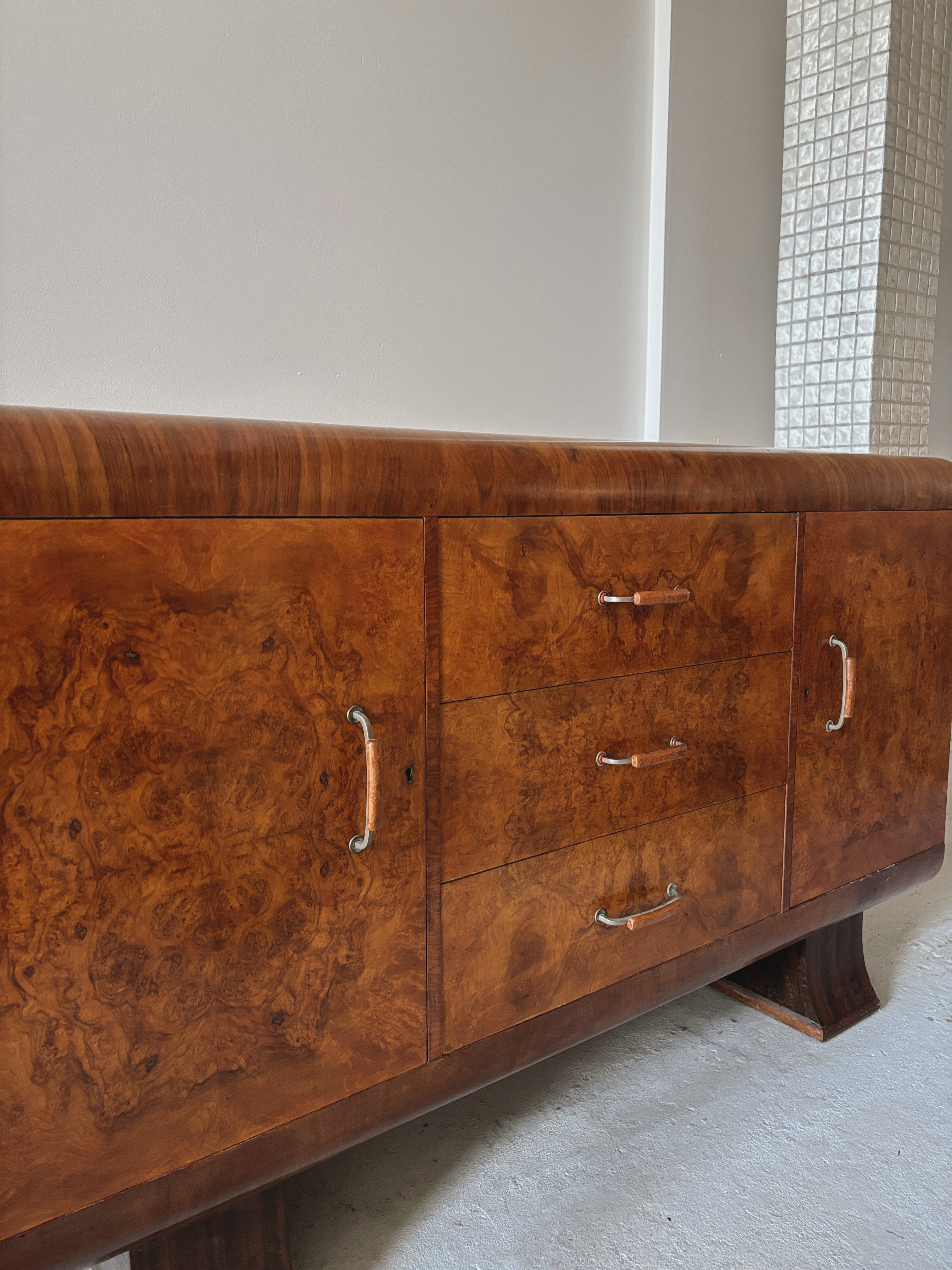 Art deco European Burl Sideboard