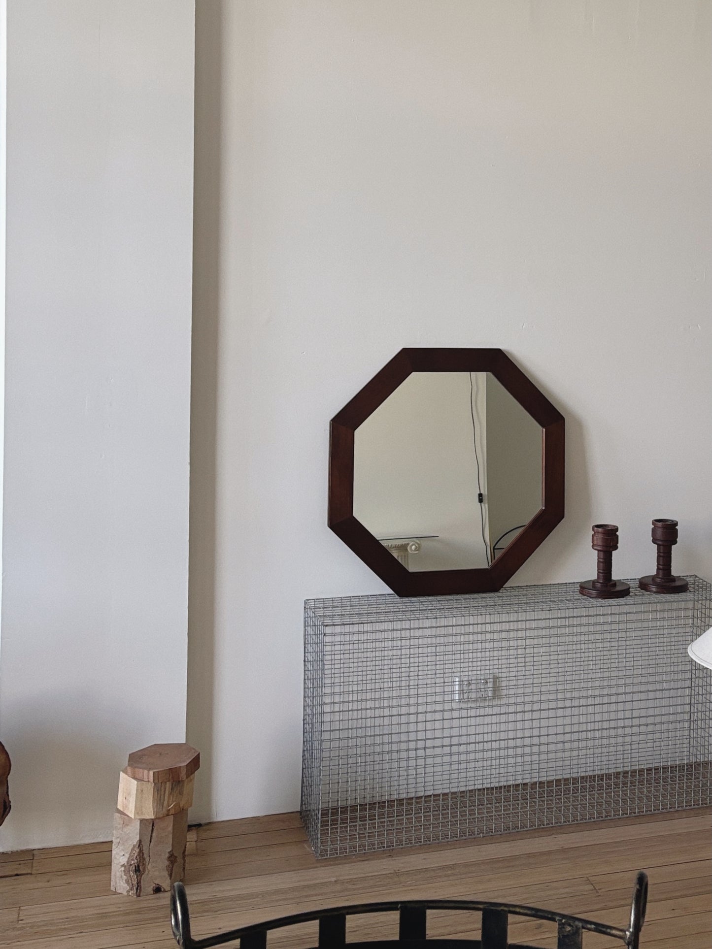 Vintage Octagon Timber Mirror