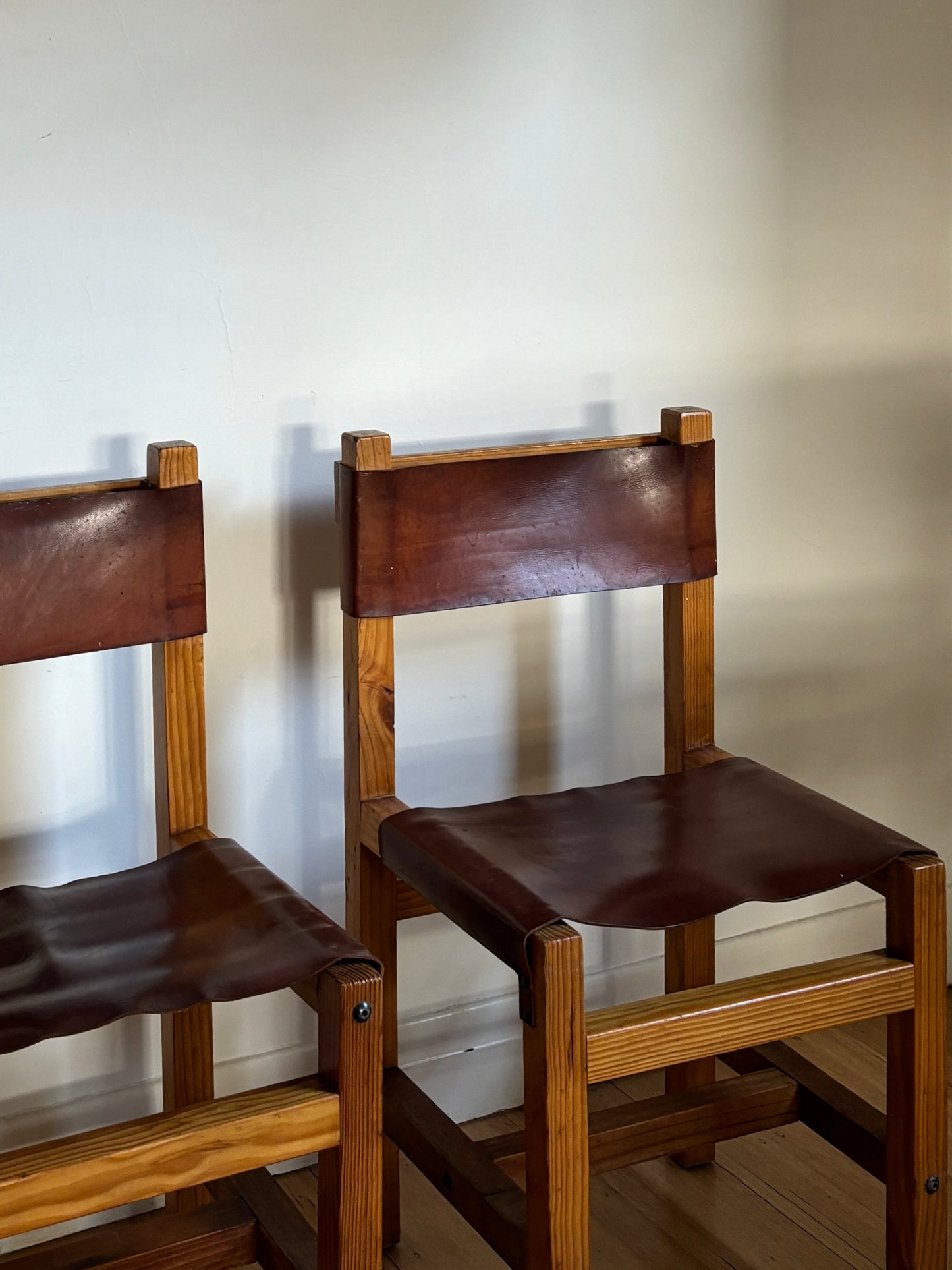 Brutalist Leather Dining Chairs