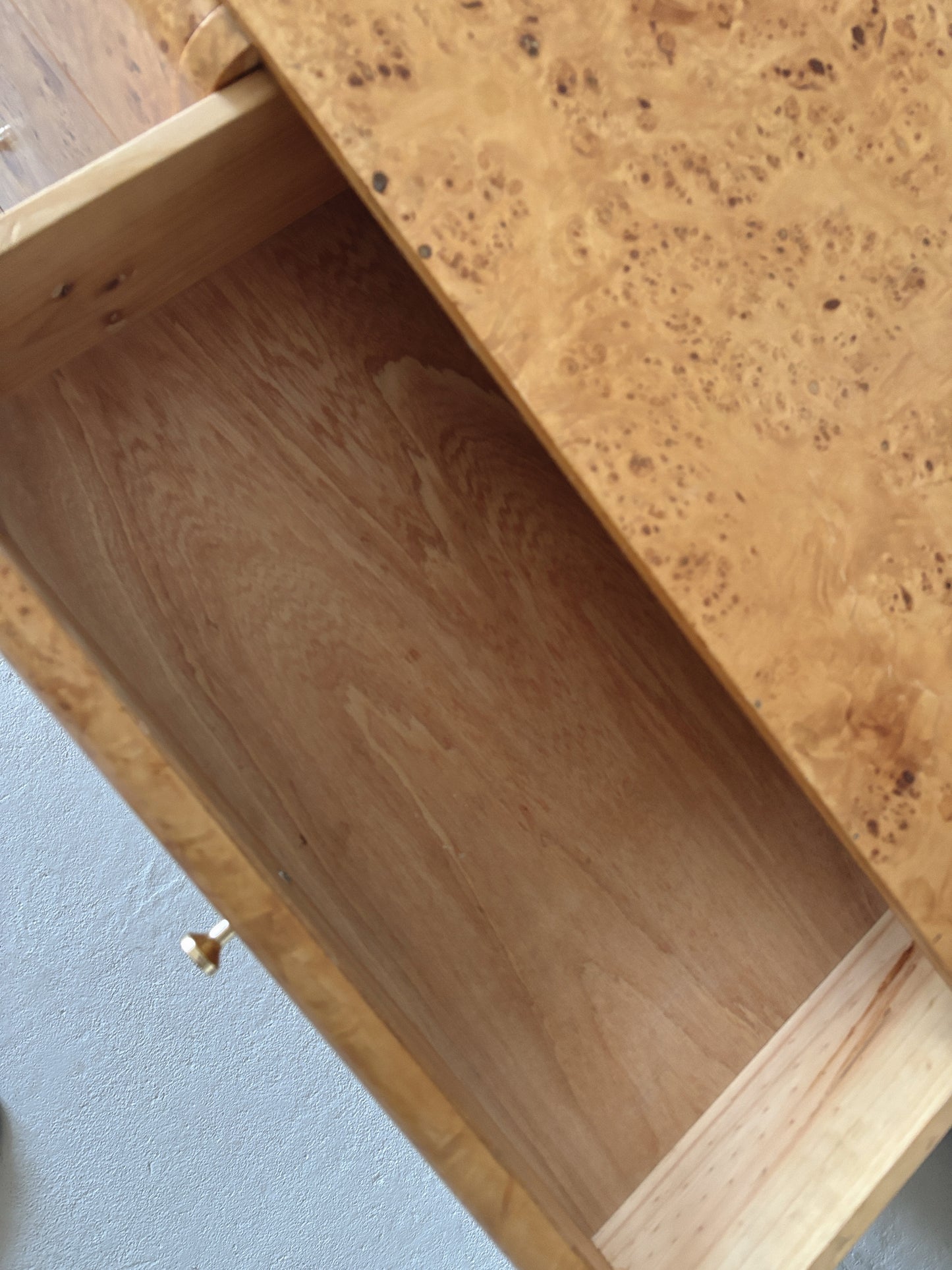 Curve Front Burl Drawers