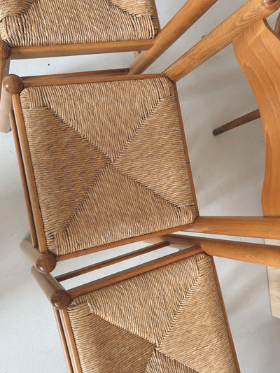 Italian Oak Rush Seat Chairs