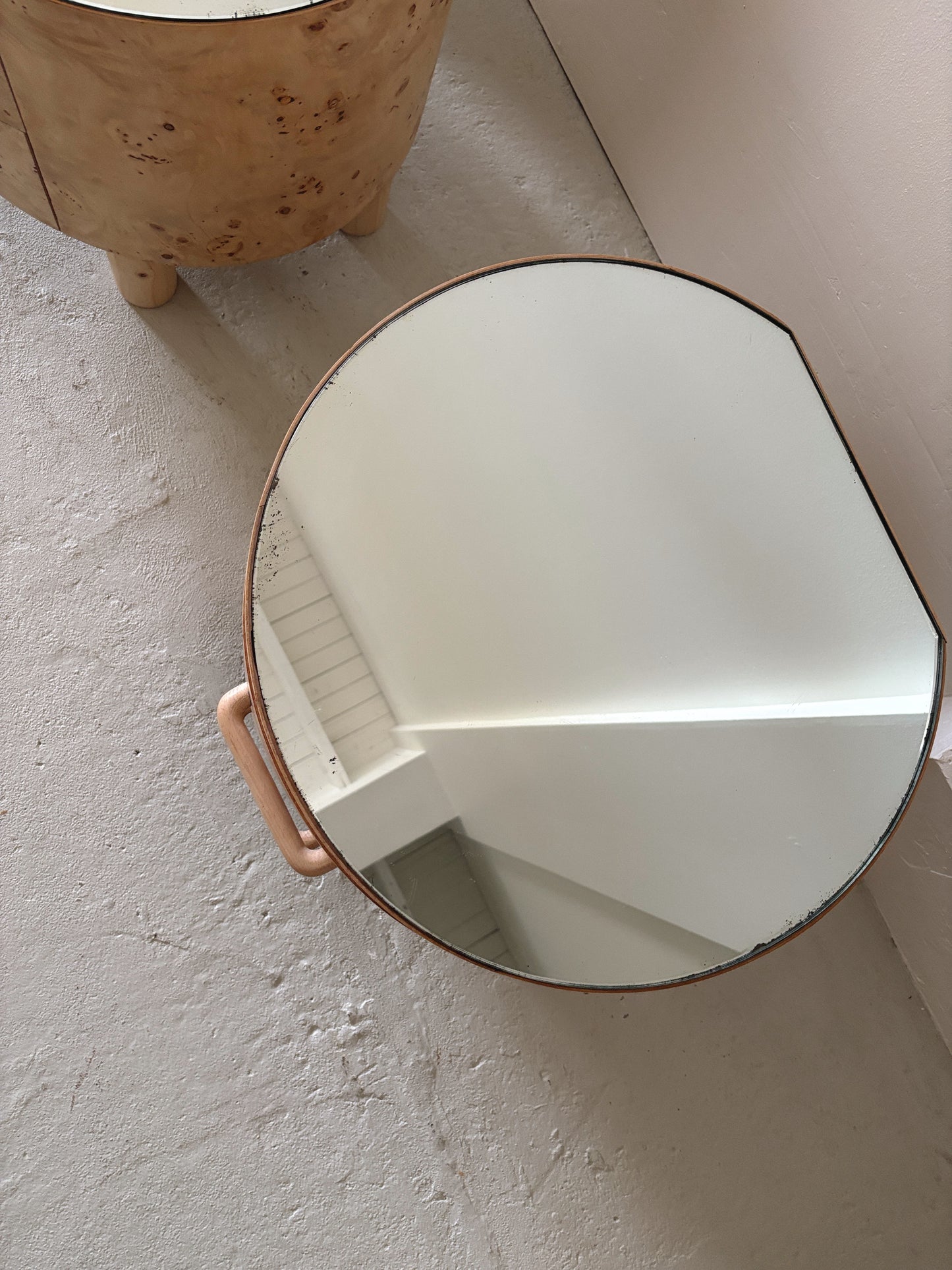 Bespoke Round Burl Bedside Tables