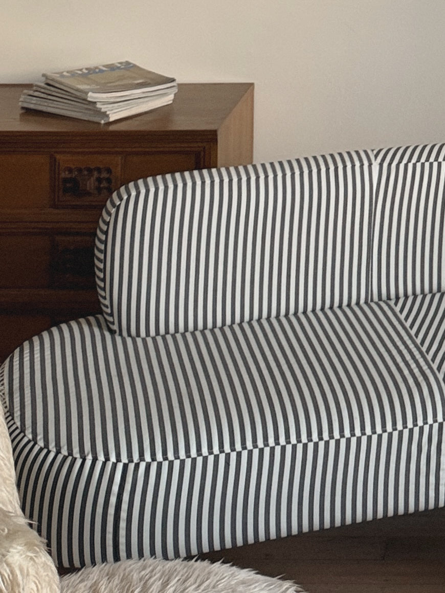 Custom Chrome + Stripe Curve Sofa