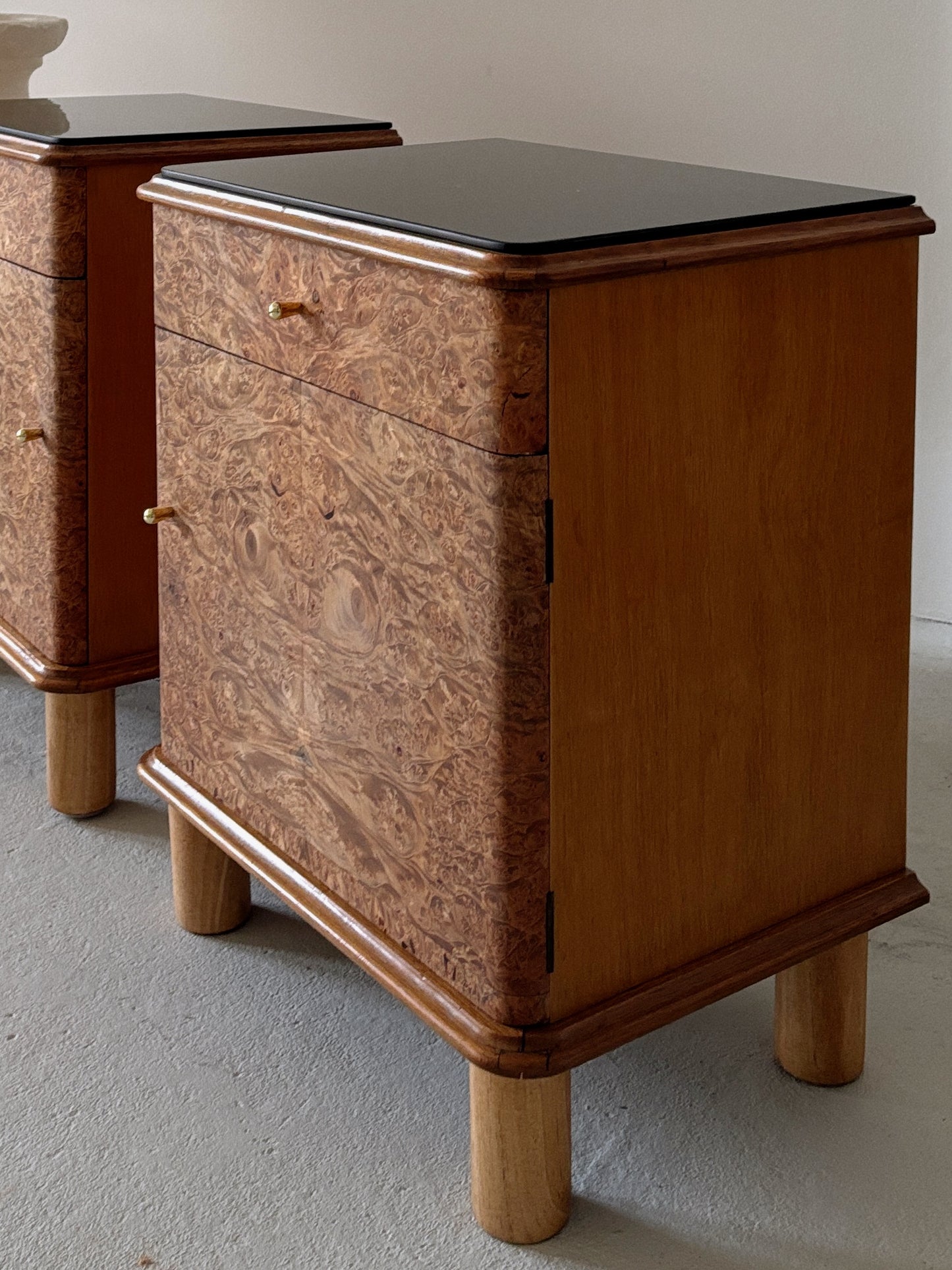 Walnut Burl Bedside Tables