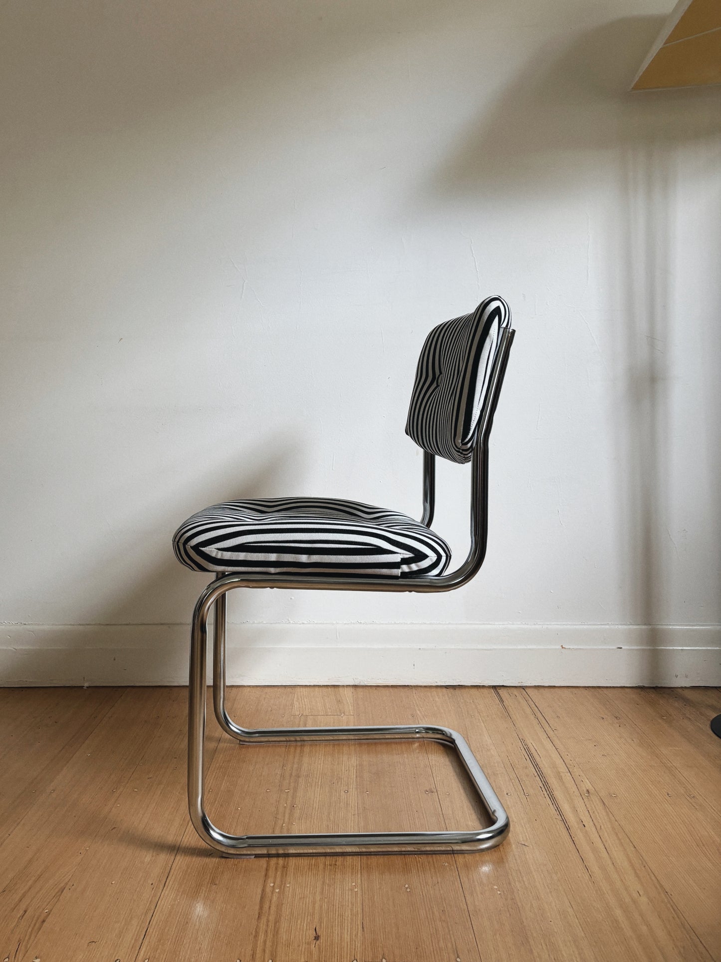 Set x 6 Chrome + Stripe Cantilever Chairs