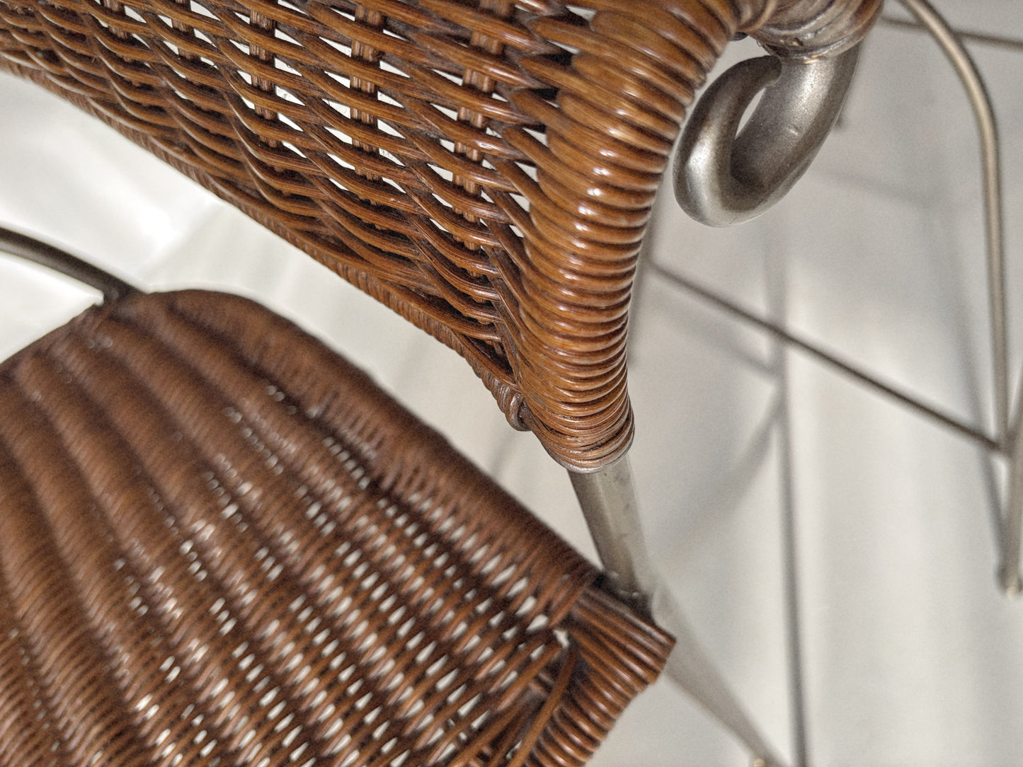 Set of 2 Rattan + Iron Stools