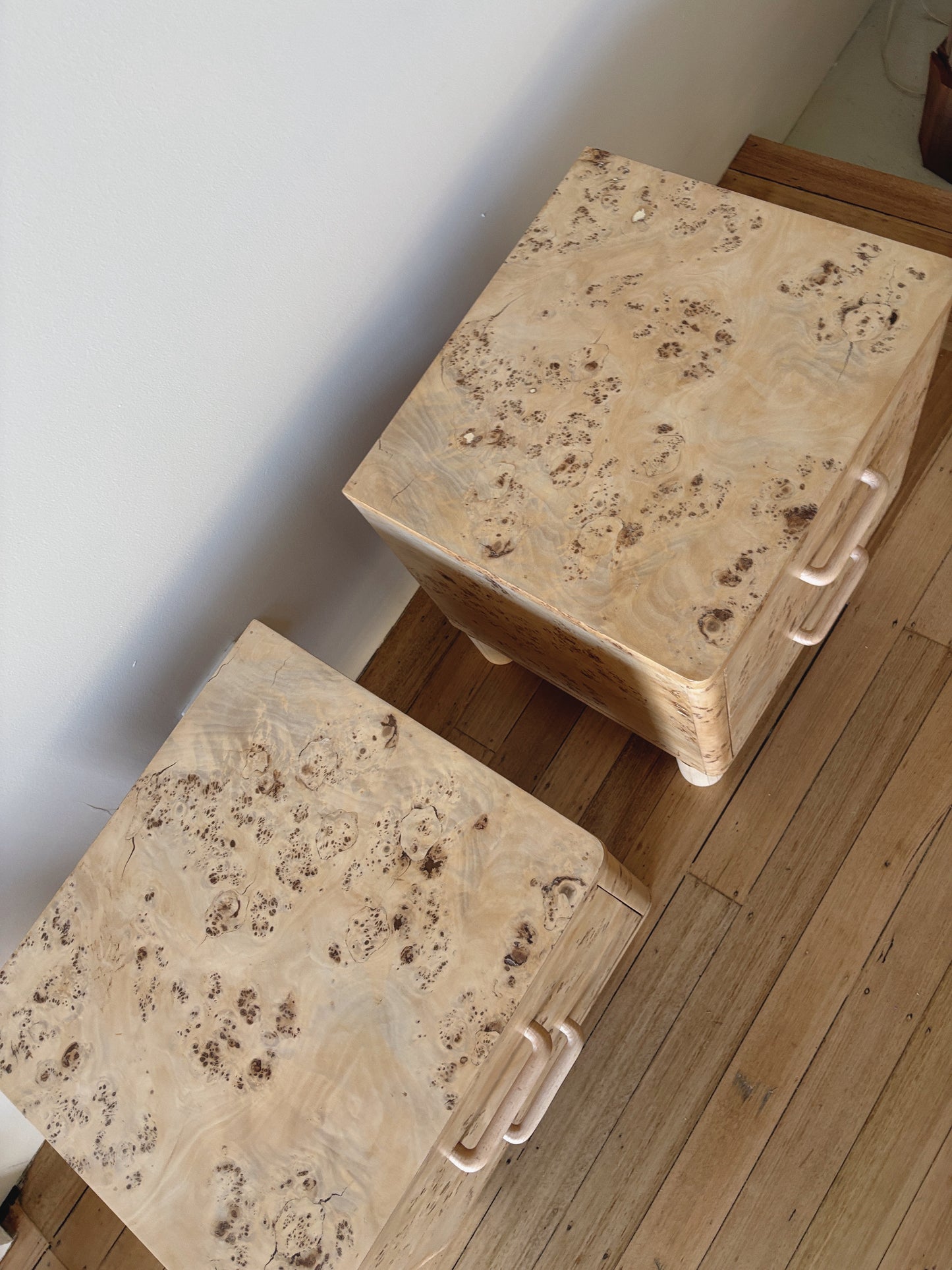 Light Burl bedside tables