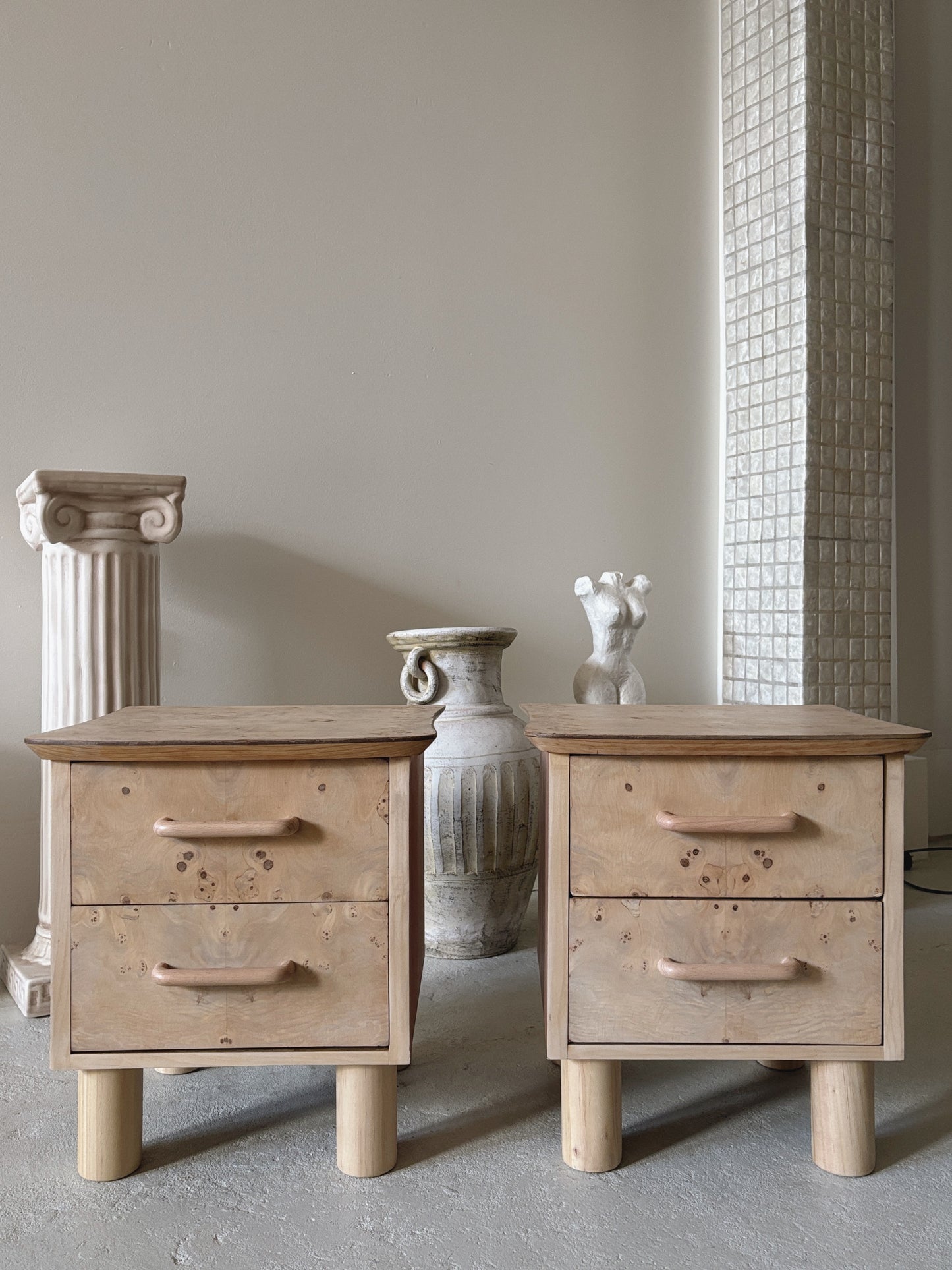 Petite Burl Bedside Tables