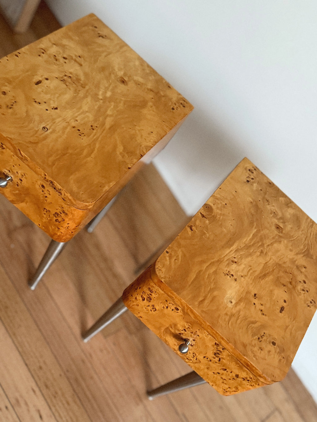 One Drawer Burl Bedside Tables