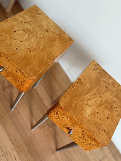 One Drawer Burl Bedside Tables