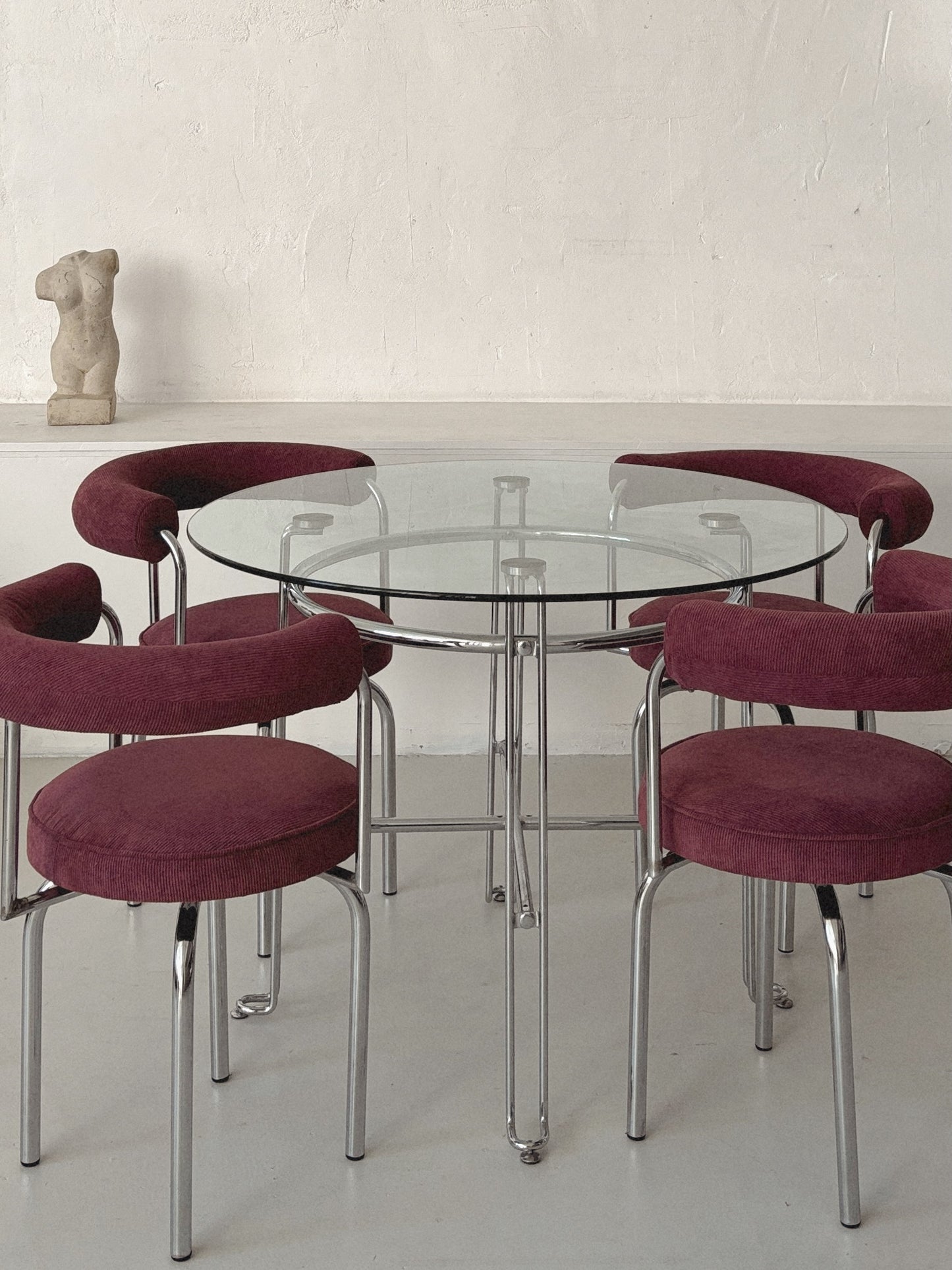 Set 4 Vintage Circular Chrome Chairs