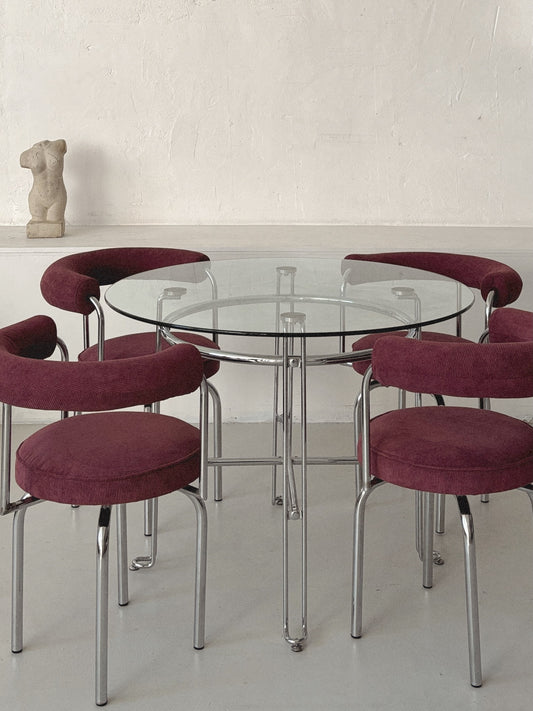 Set 4 Vintage Circular Chrome Chairs