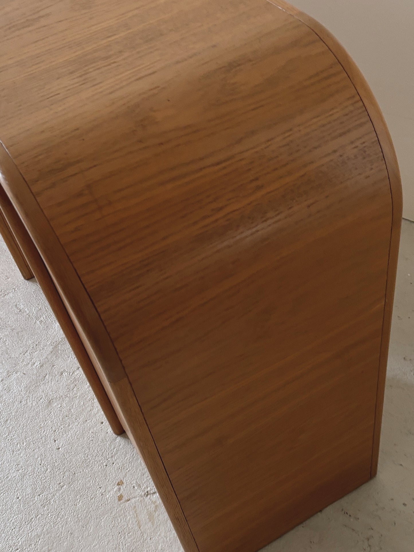 Custom 1980s Curved Oak Desk/Console