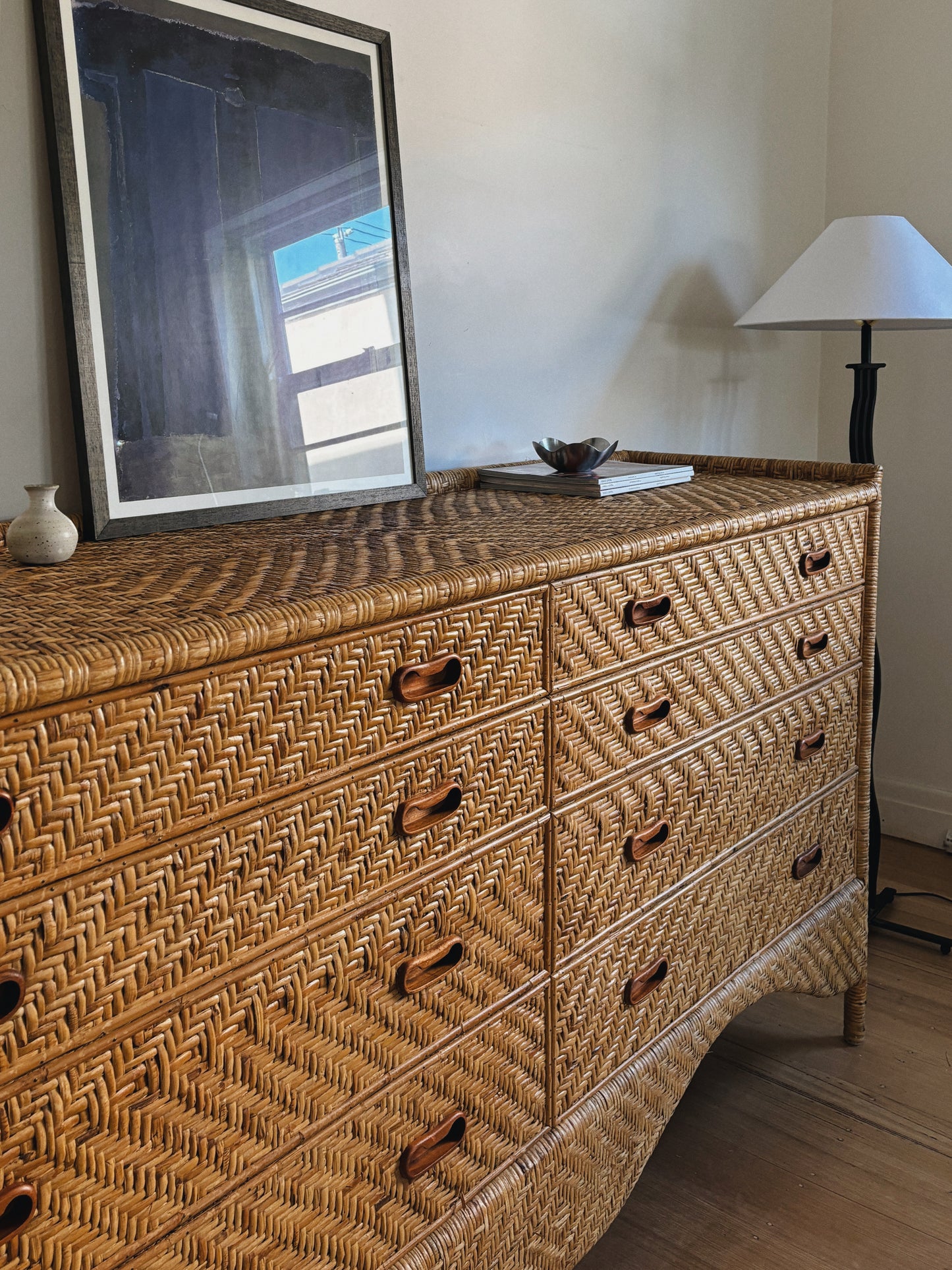 Mid Century Rattan Drawers