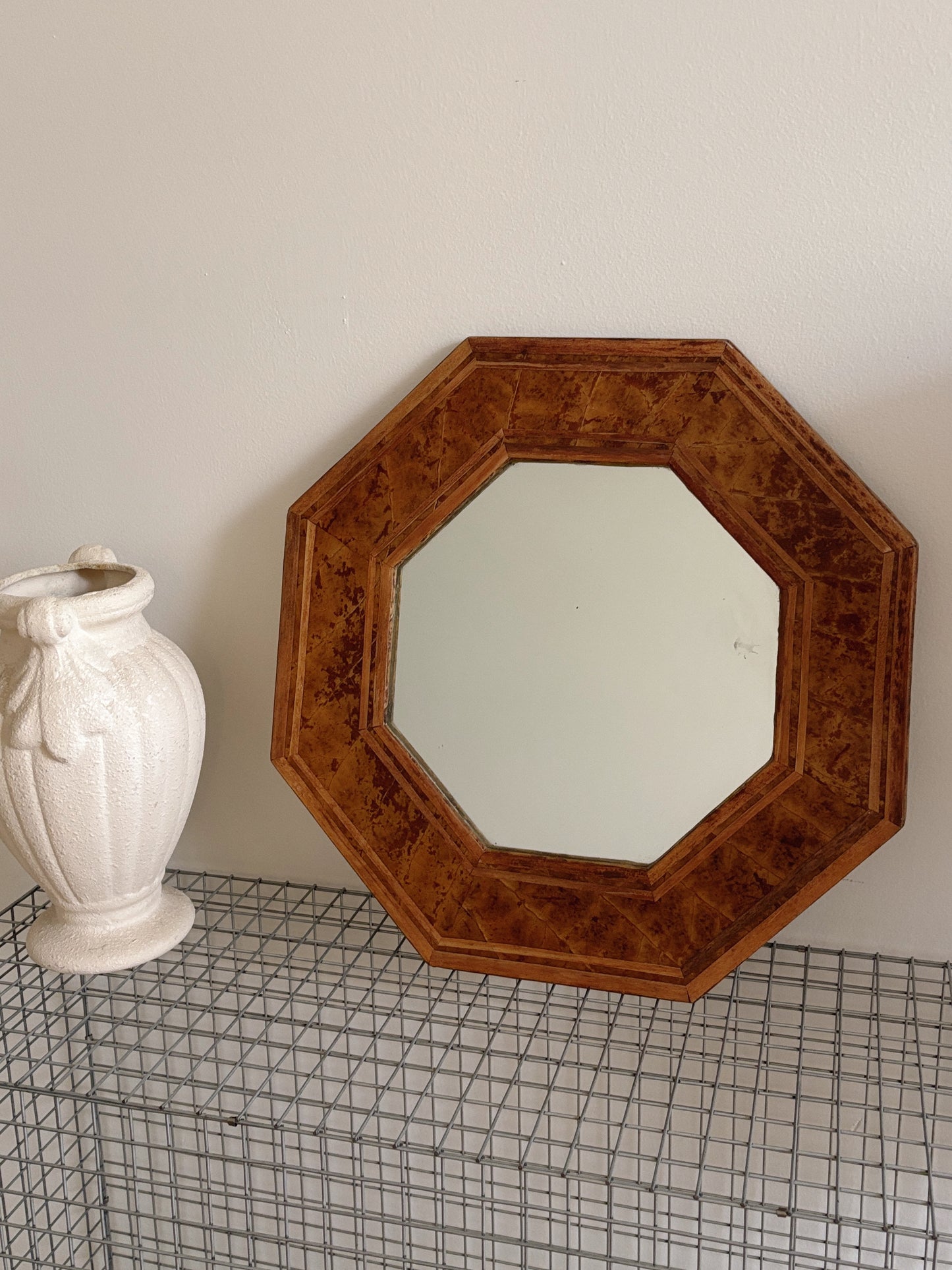 Burl Pattern Vintage Mirror