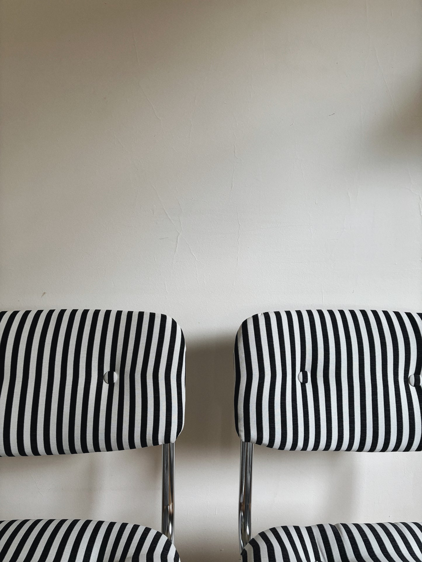 Set x 6 Chrome + Stripe Cantilever Chairs