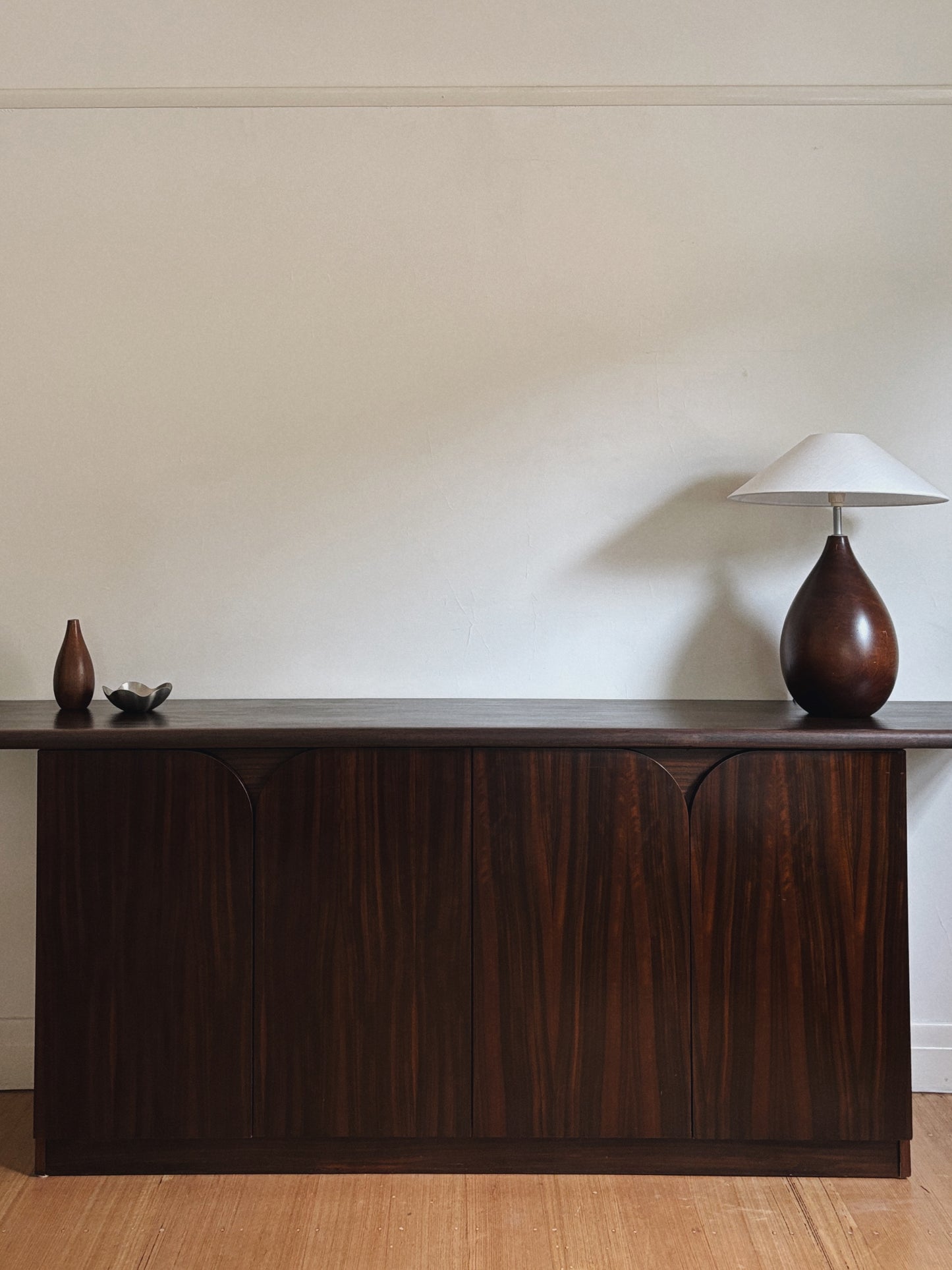 1980s Walnut Sideboard with Arch Detail