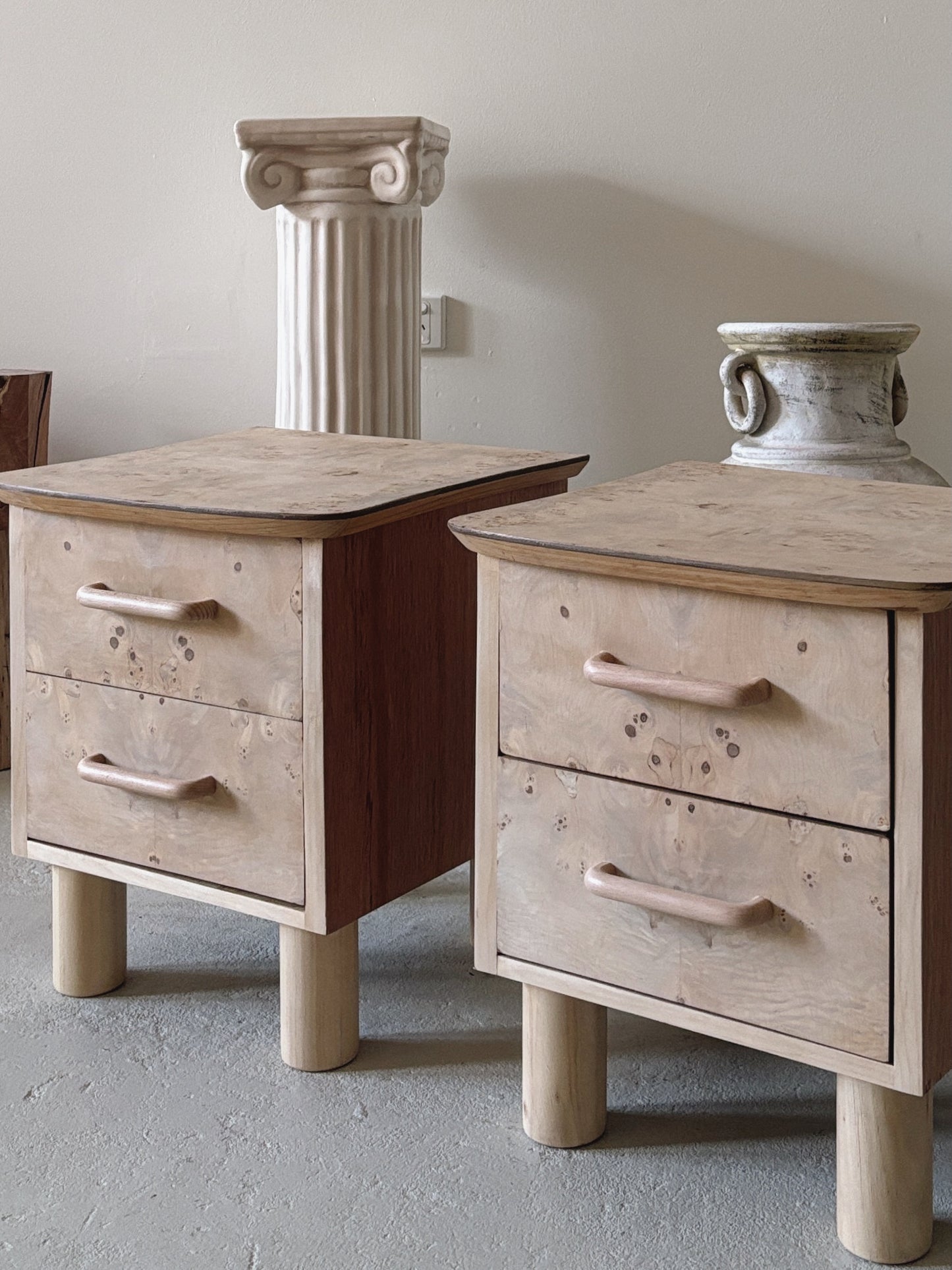 Petite Burl Bedside Tables