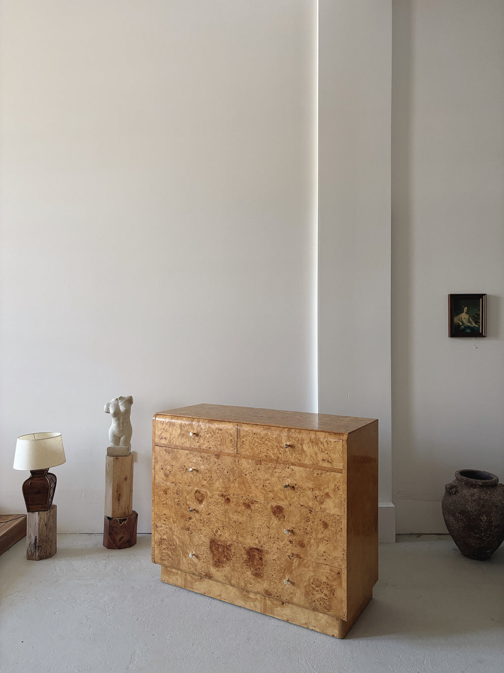 Curve Front Burl Drawers