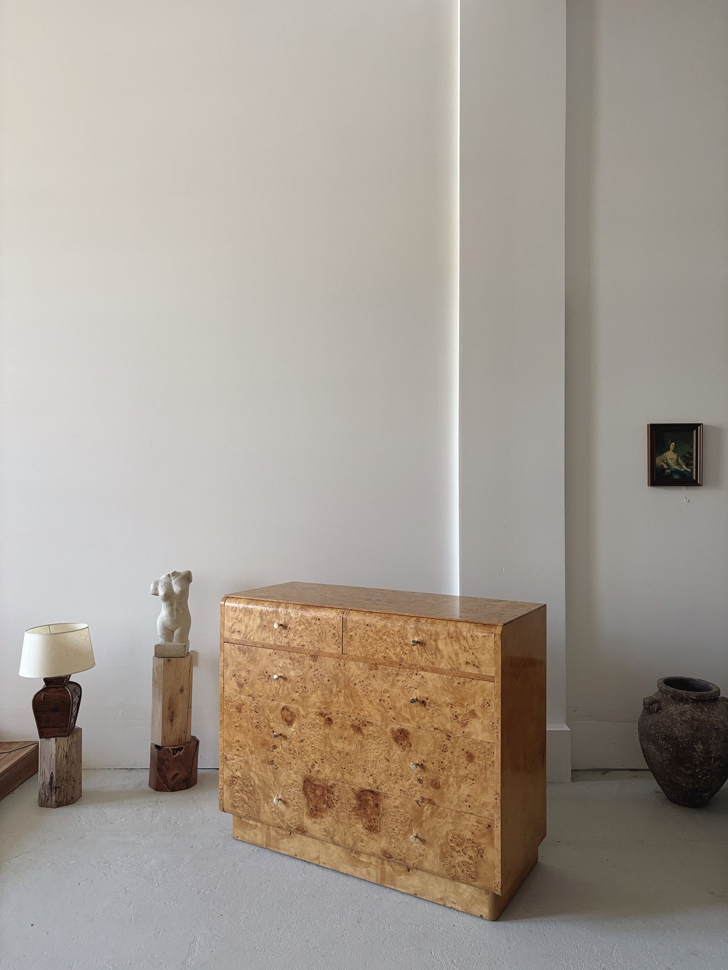 Curve Front Burl Drawers