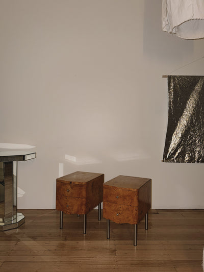 Wave Front Burl Bedside Tables