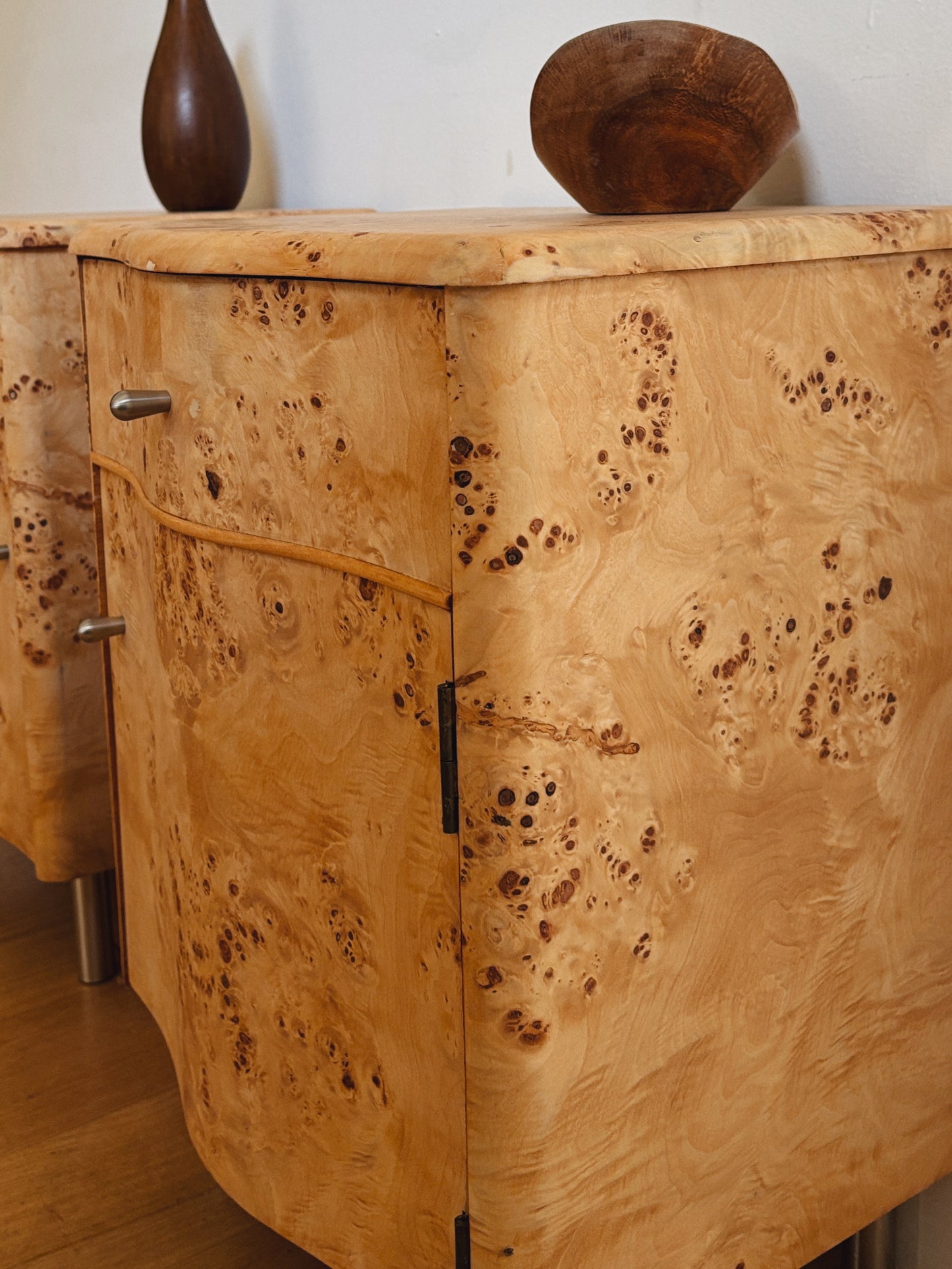 Curvy Burl Bedside Tables