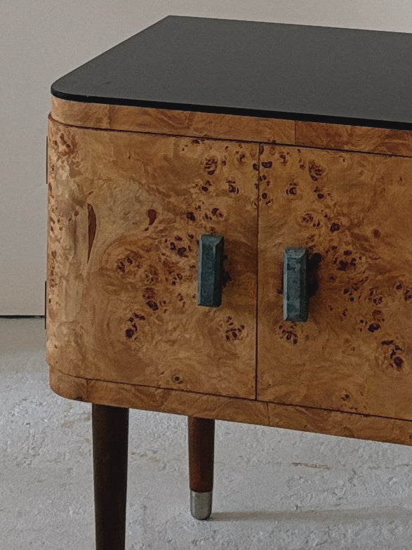 Cigar Leg Burl Bedside Tables