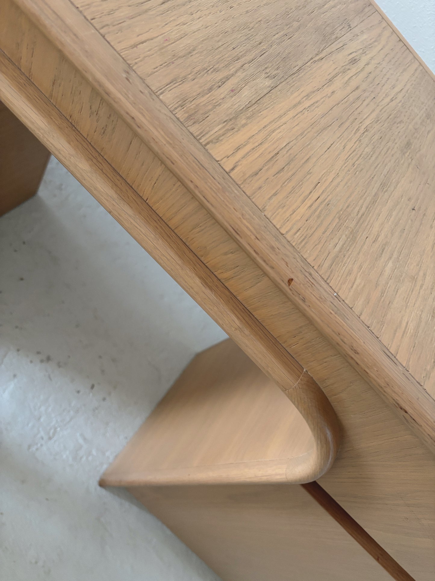 Custom 1980s Curved Oak Desk/Console