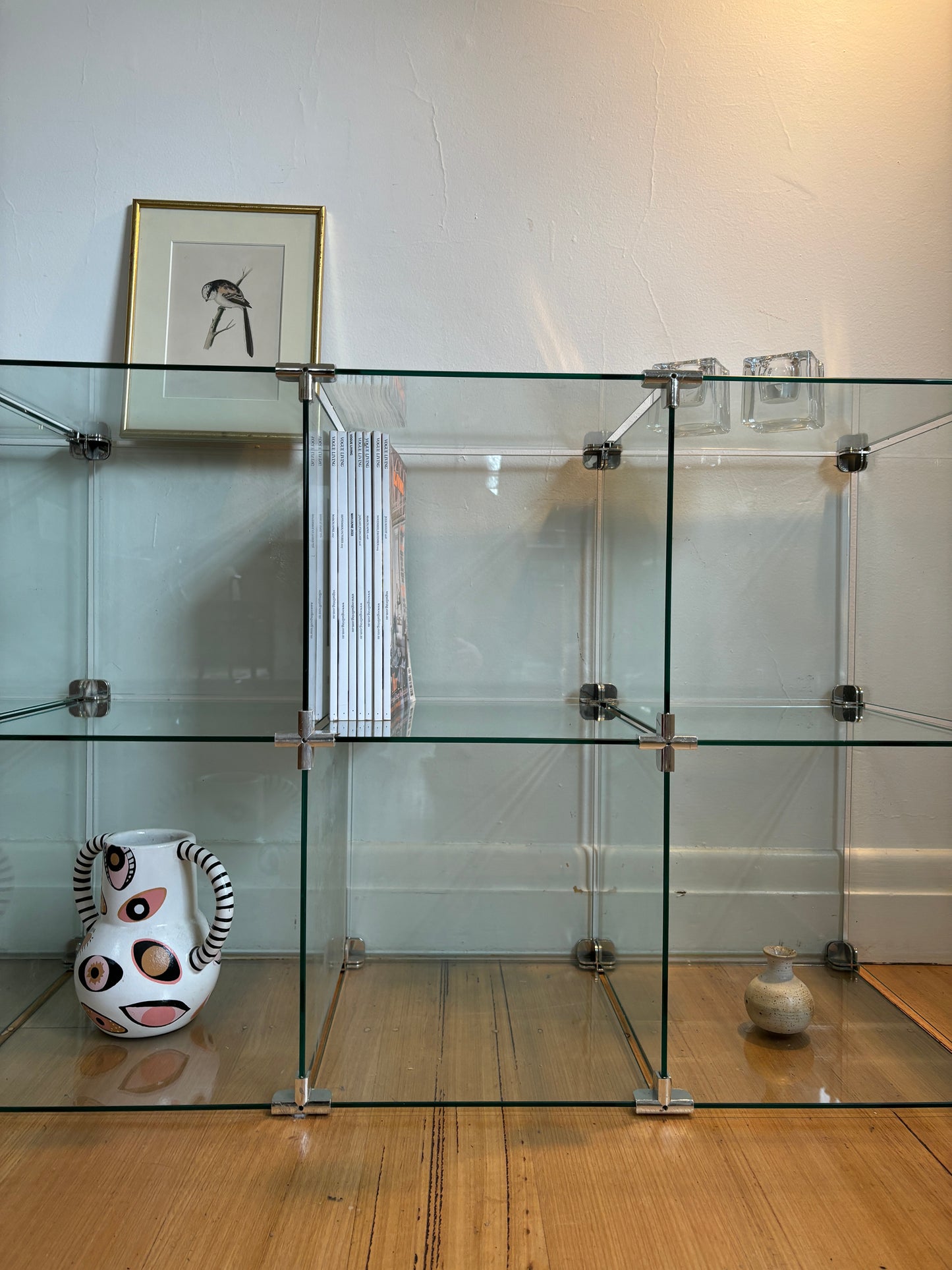 1990s Glass + Chrome Modular Shelving