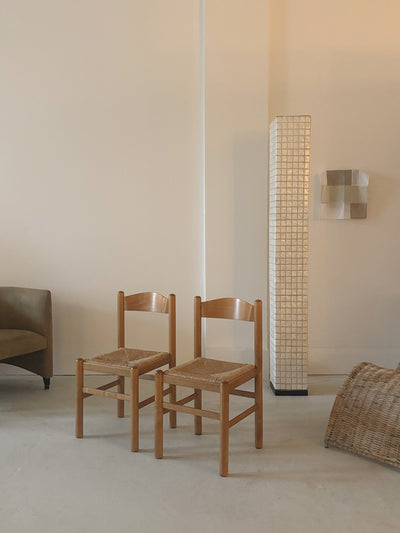 Italian Oak Rush Seat Chairs