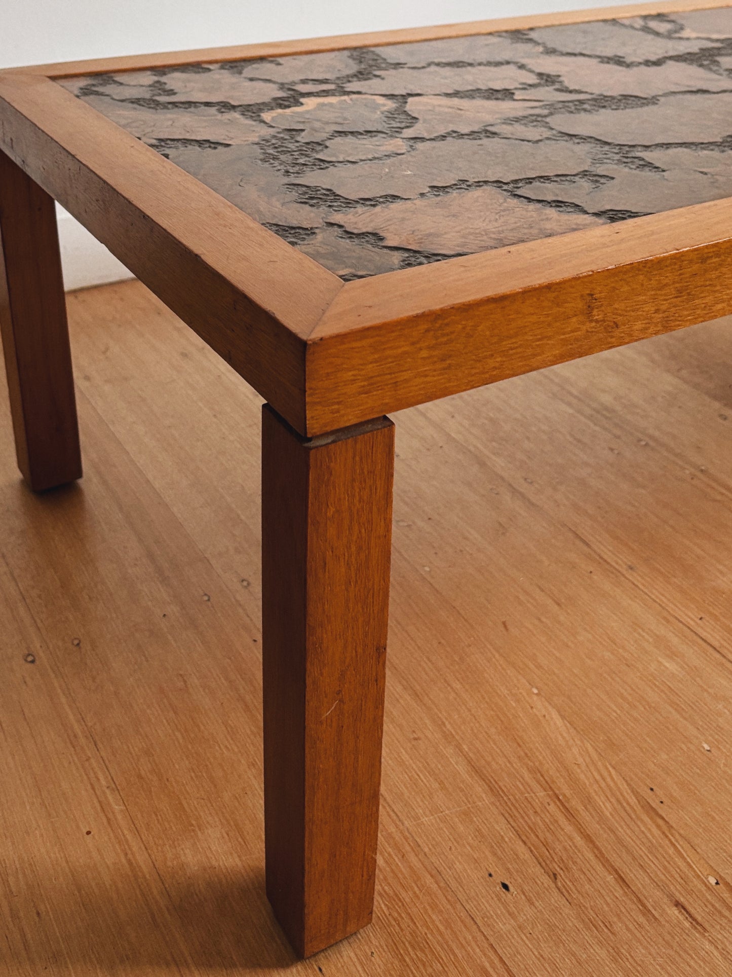 Mid Century Burl Inlay Coffee Table