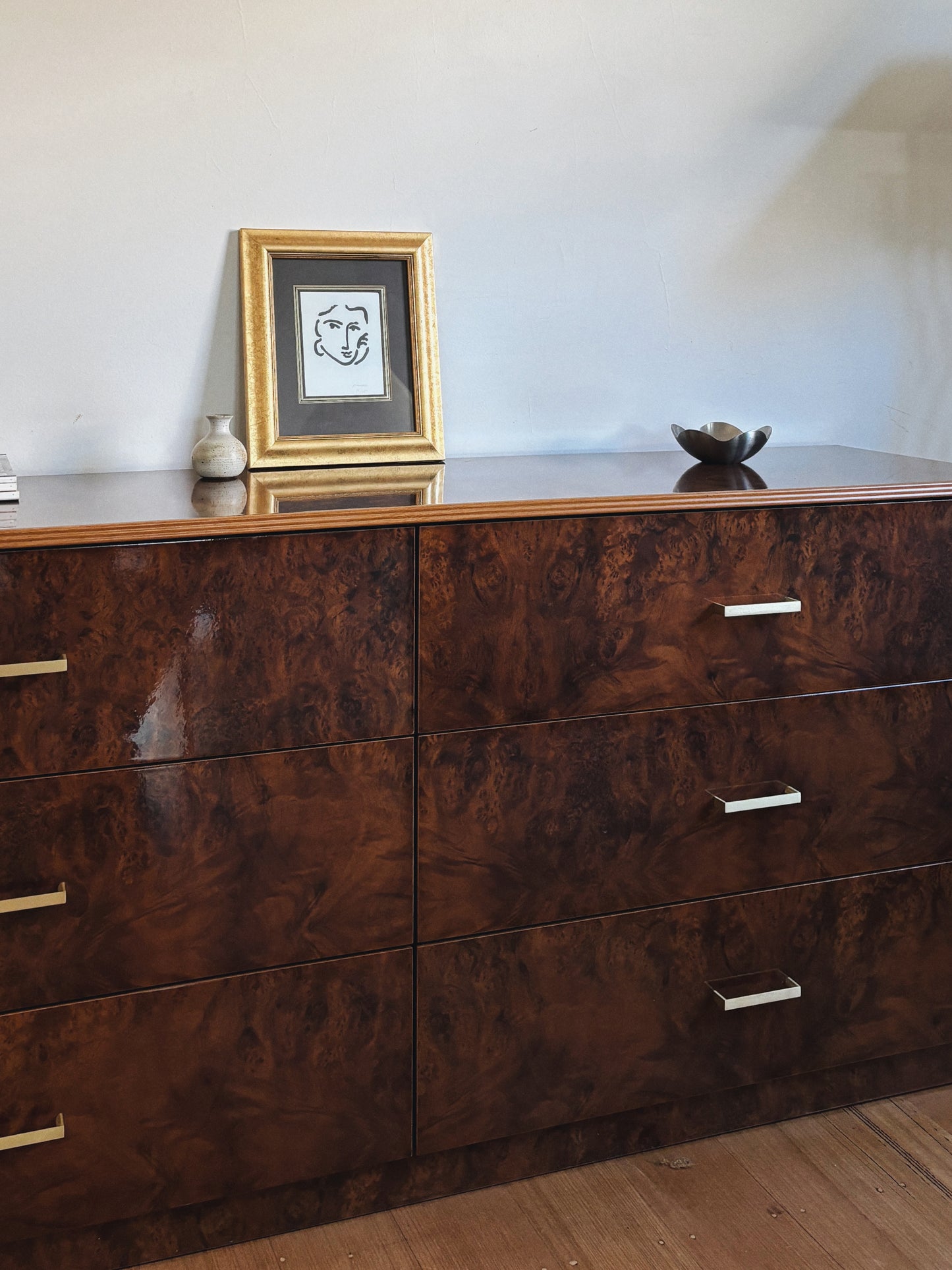 Glossy Burl Lowboy Drawers