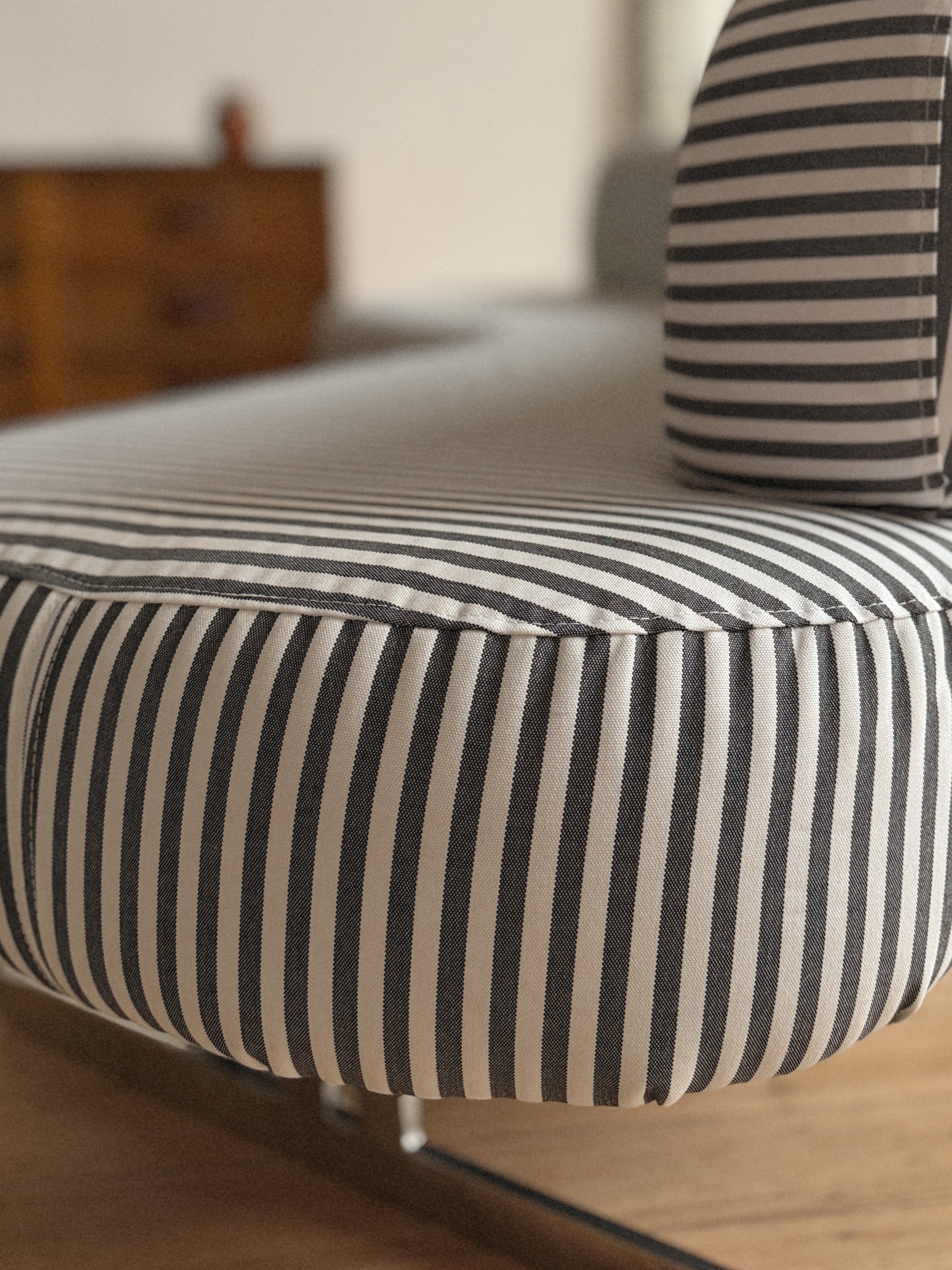 Custom Chrome + Stripe Curve Sofa