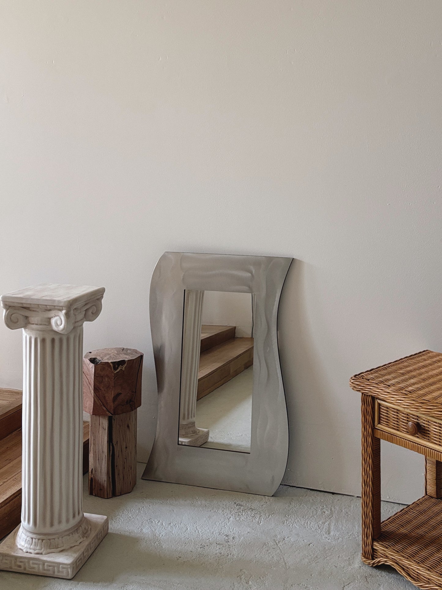 Brushed Aluminium Wavy Mirror