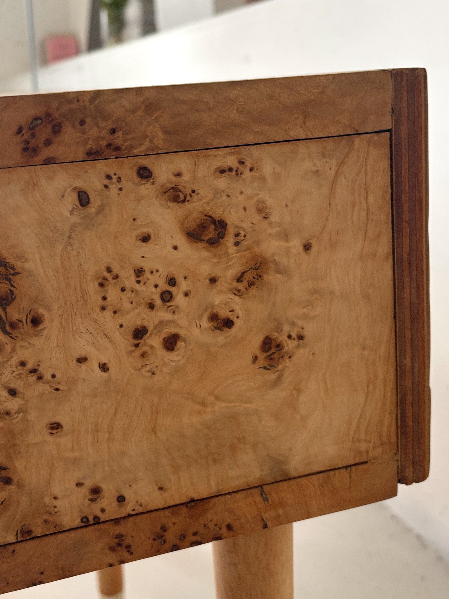 Single Draw Burl Bedside Tables
