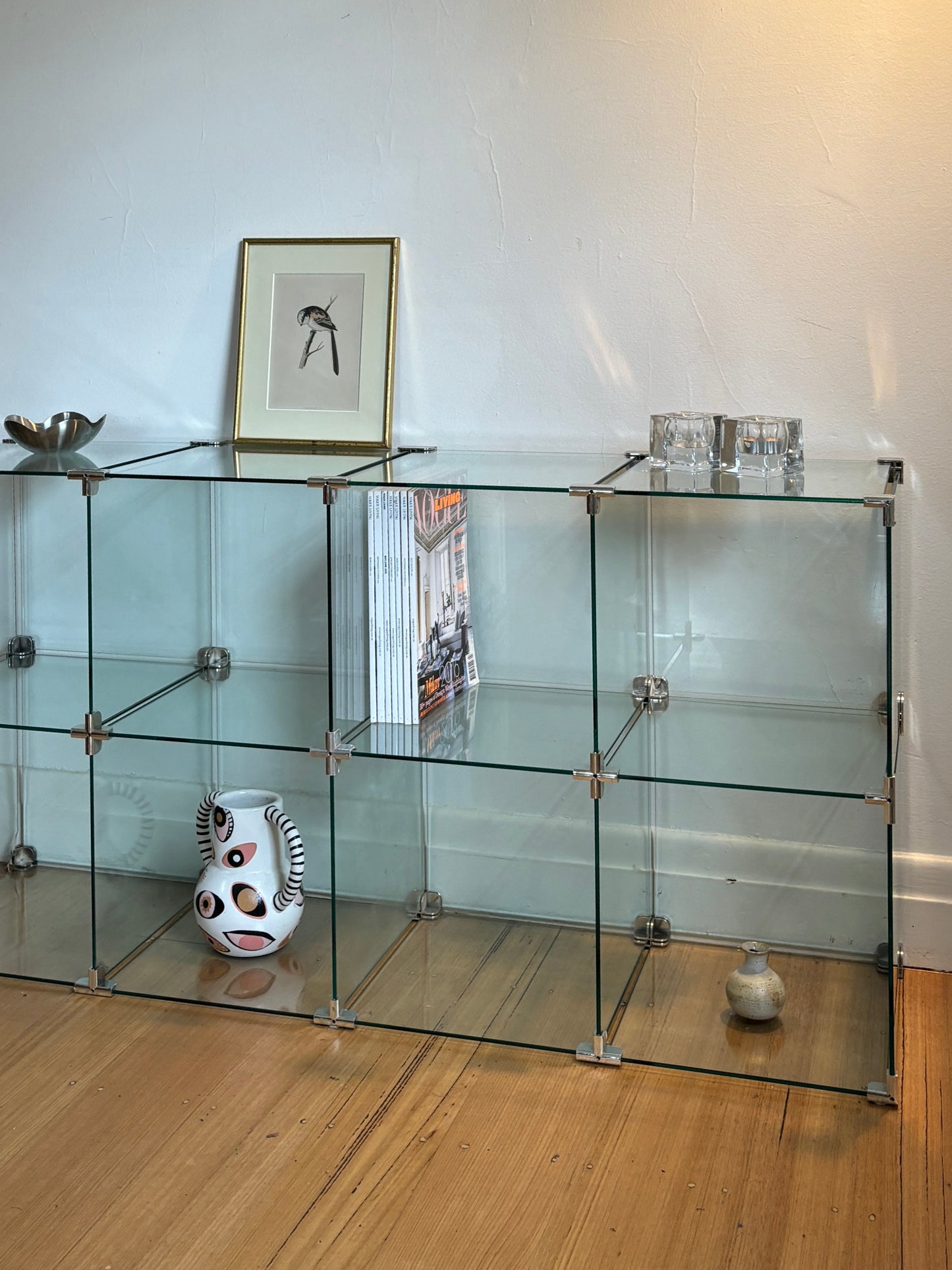 1990s Glass + Chrome Modular Shelving