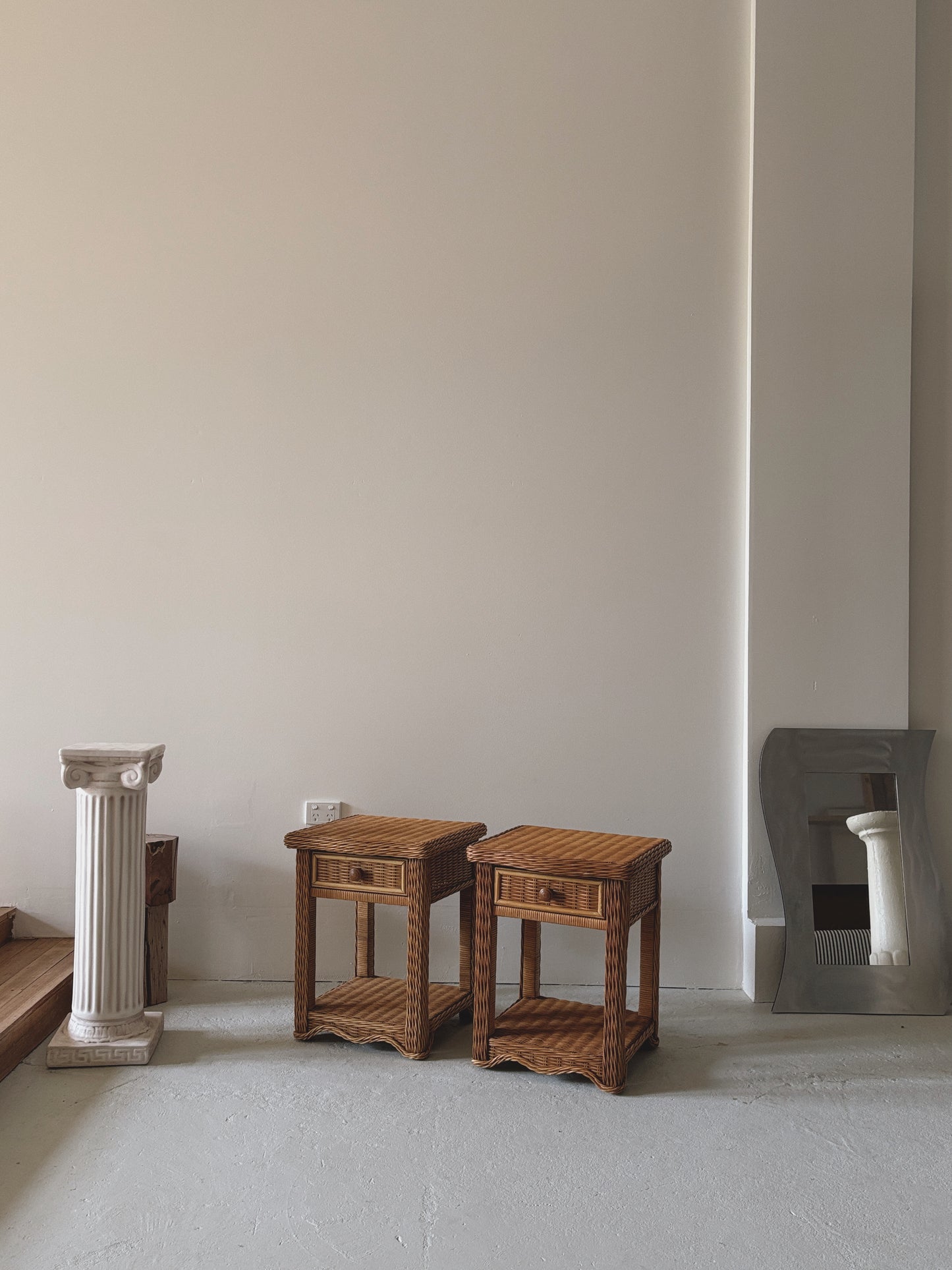 Vintage Rattan Bedside Tables
