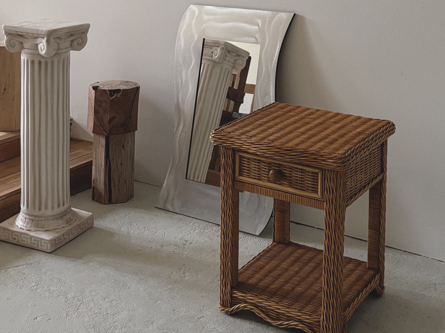 Vintage Rattan Bedside Tables