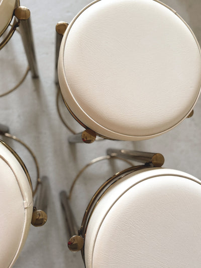Set x 4 Leather + Gold Stools