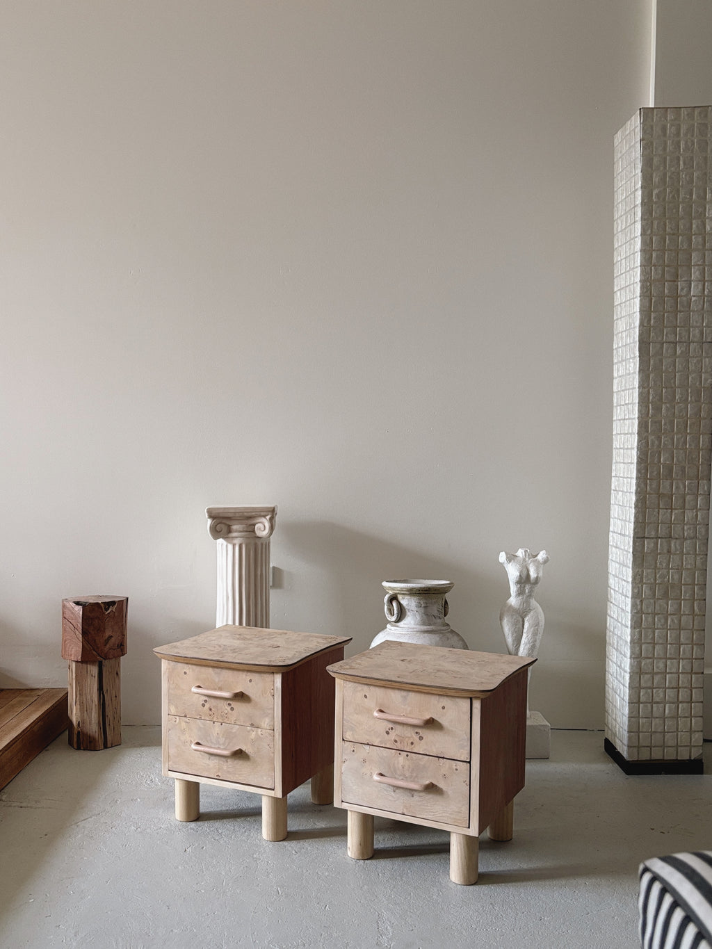 Petite Burl Bedside Tables