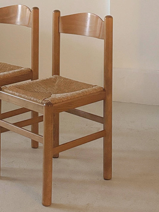 Italian Oak Rush Seat Chairs