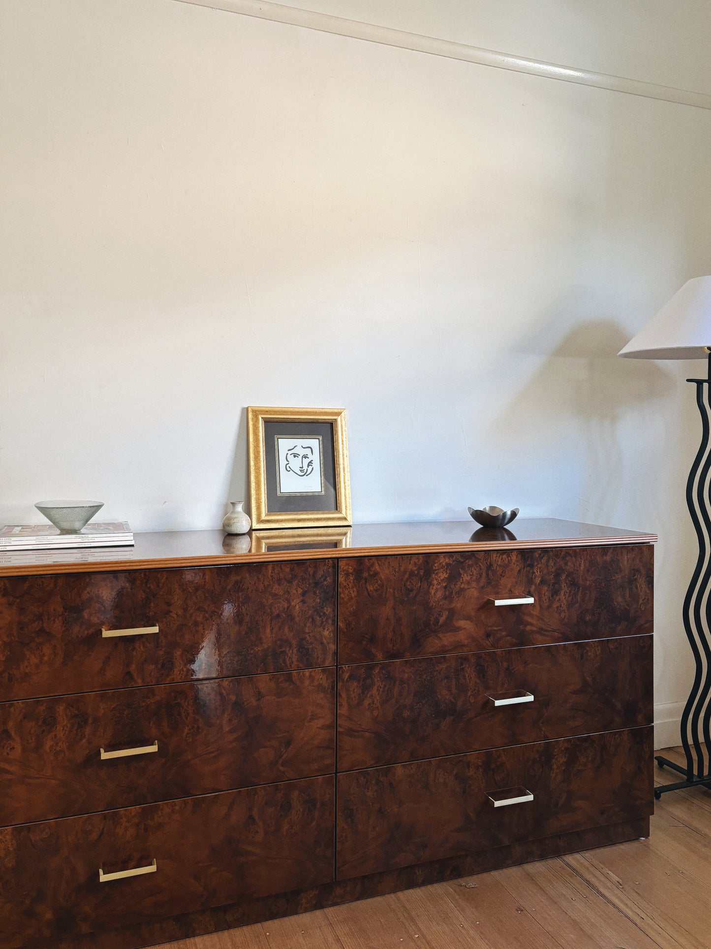 Glossy Burl Lowboy Drawers