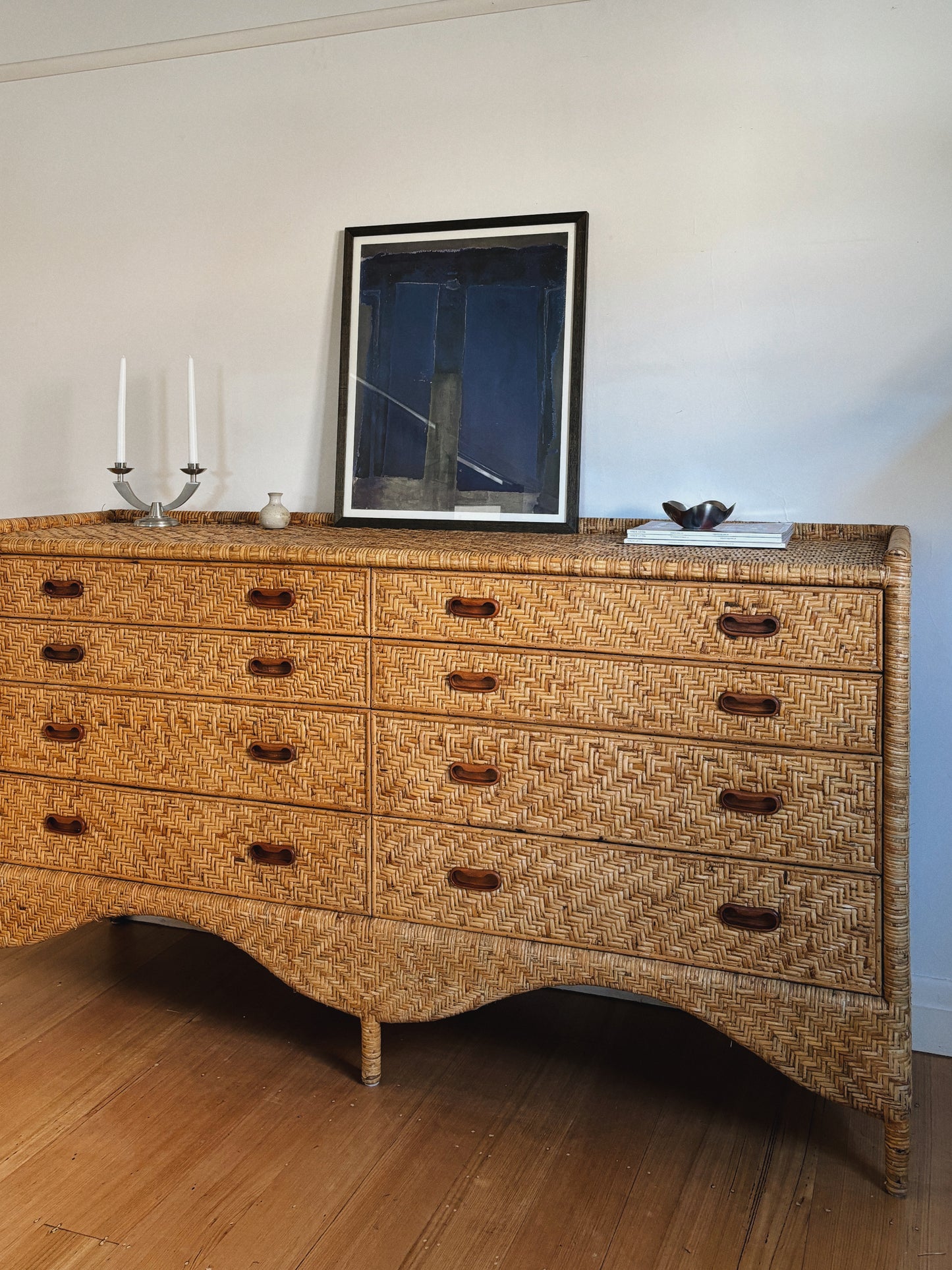 Mid Century Rattan Drawers