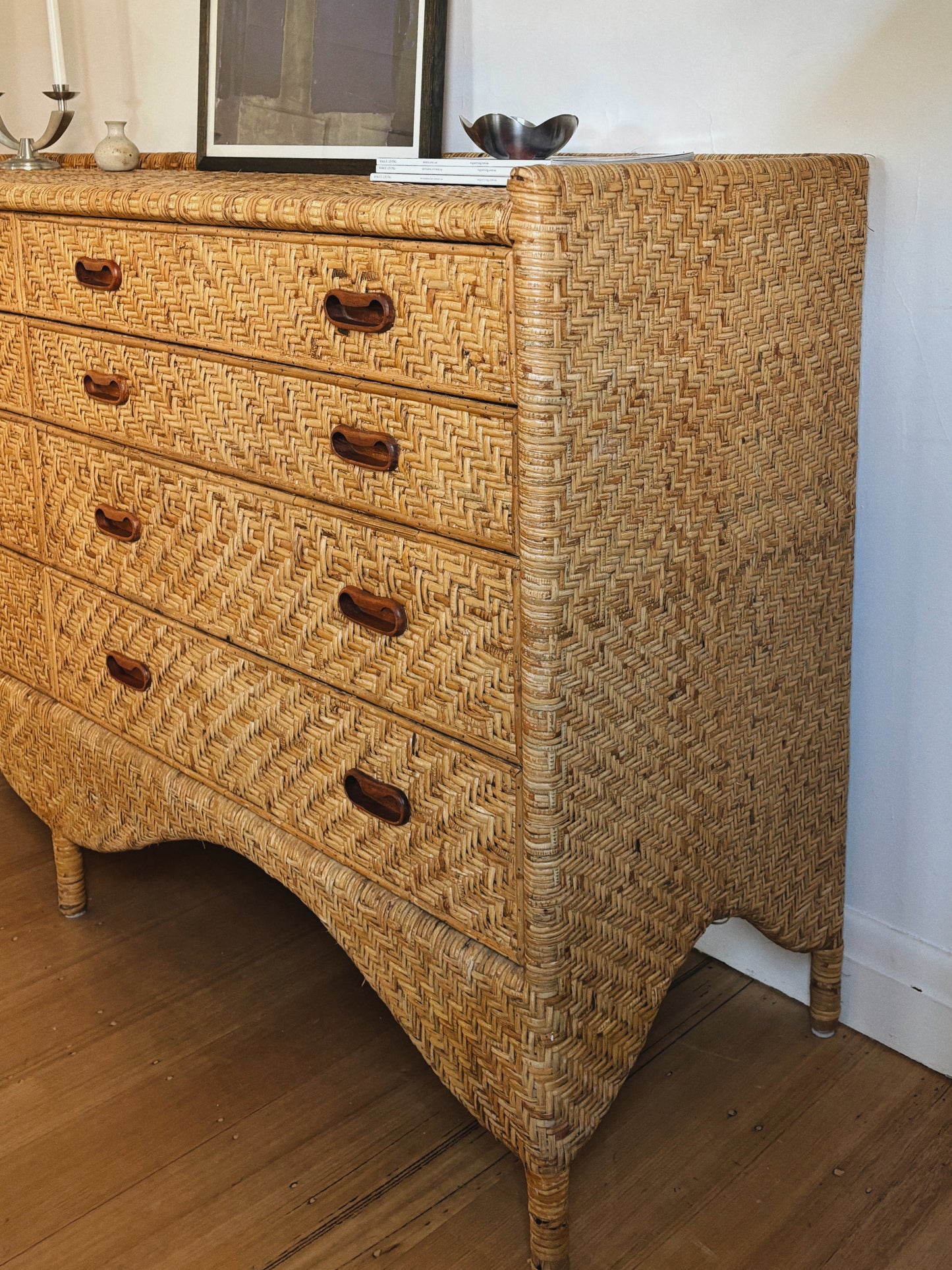 Mid Century Rattan Drawers