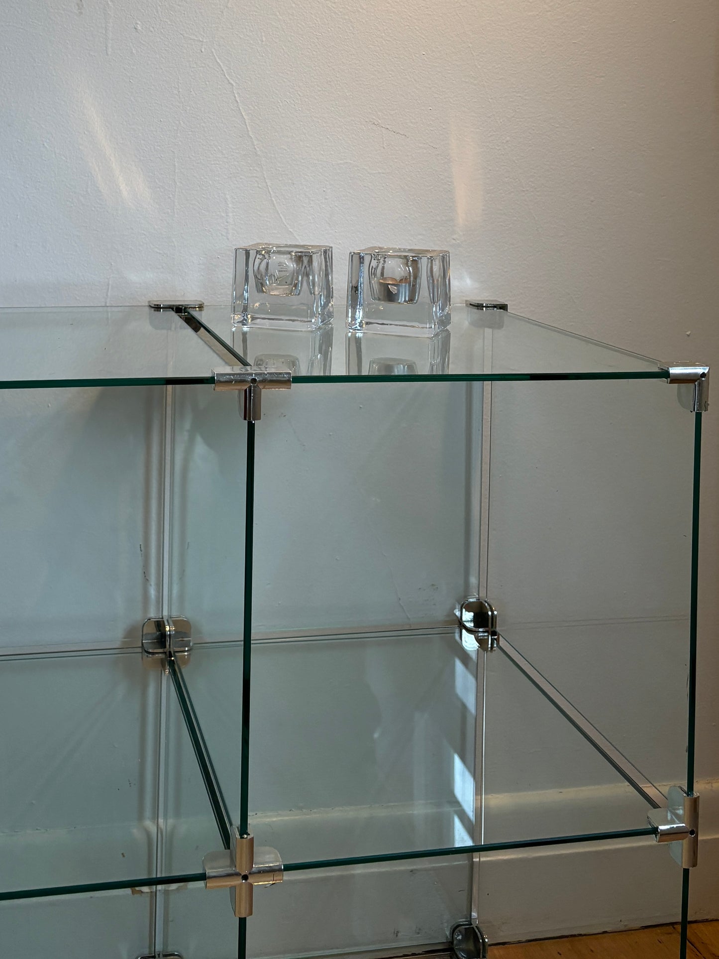 1990s Glass + Chrome Modular Shelving