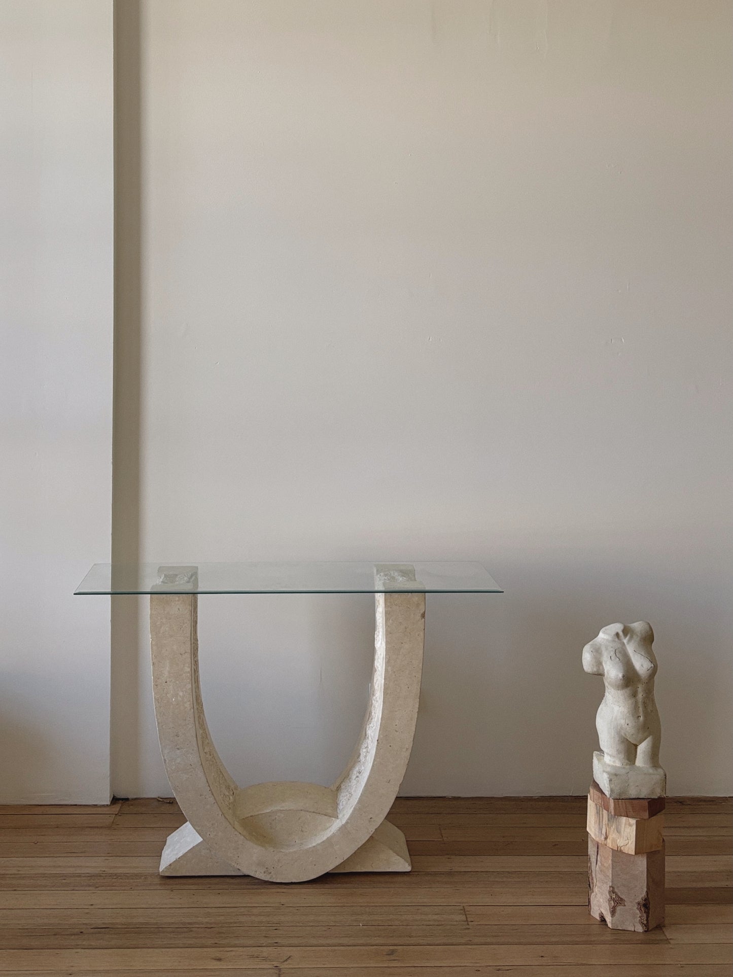 Vintage Fossil Stone Console Table