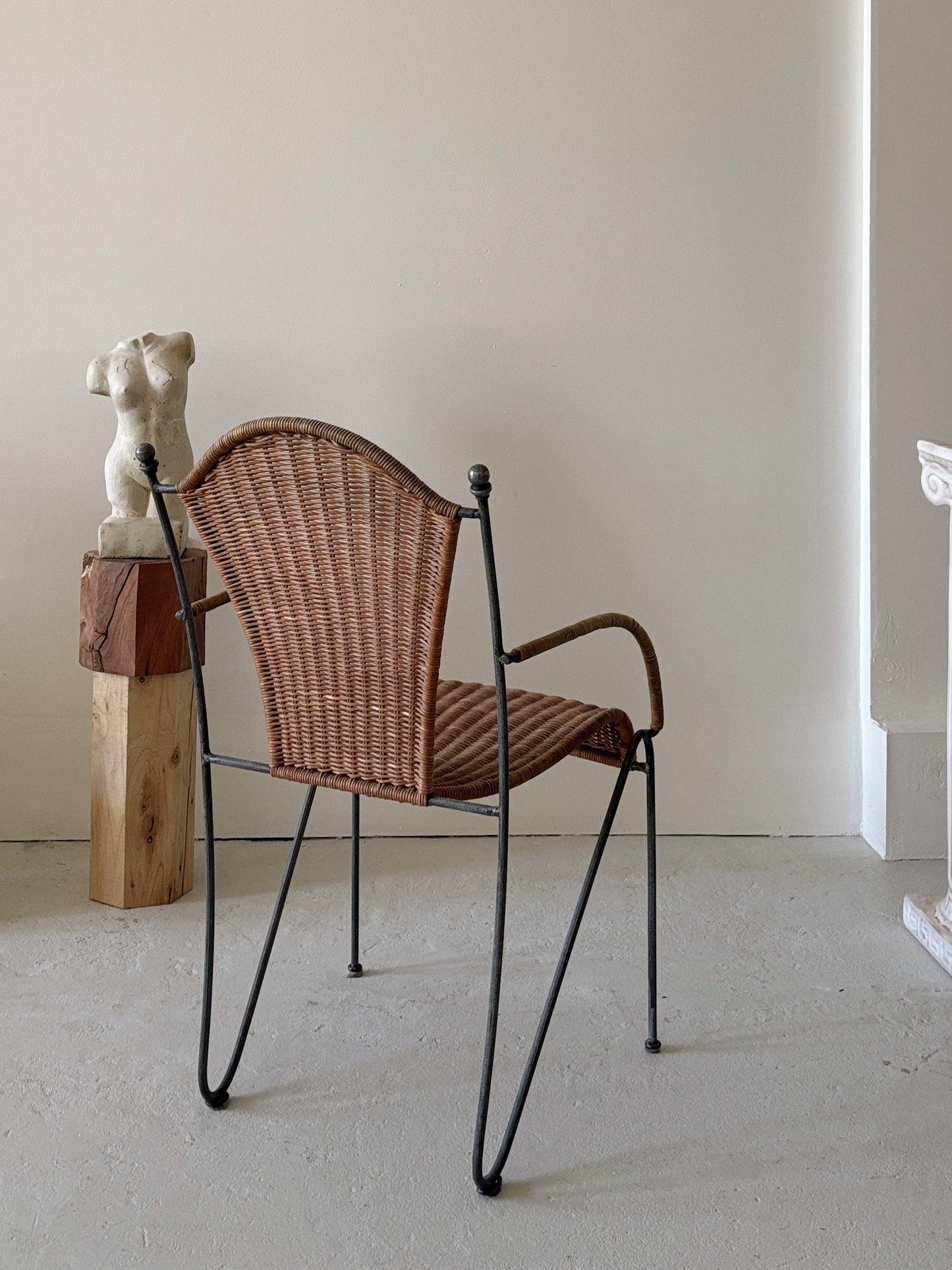 Set 6 Rattan + Steel Dining Chairs