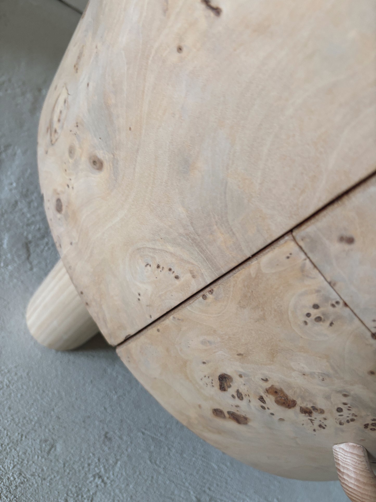 Bespoke Round Burl Bedside Tables