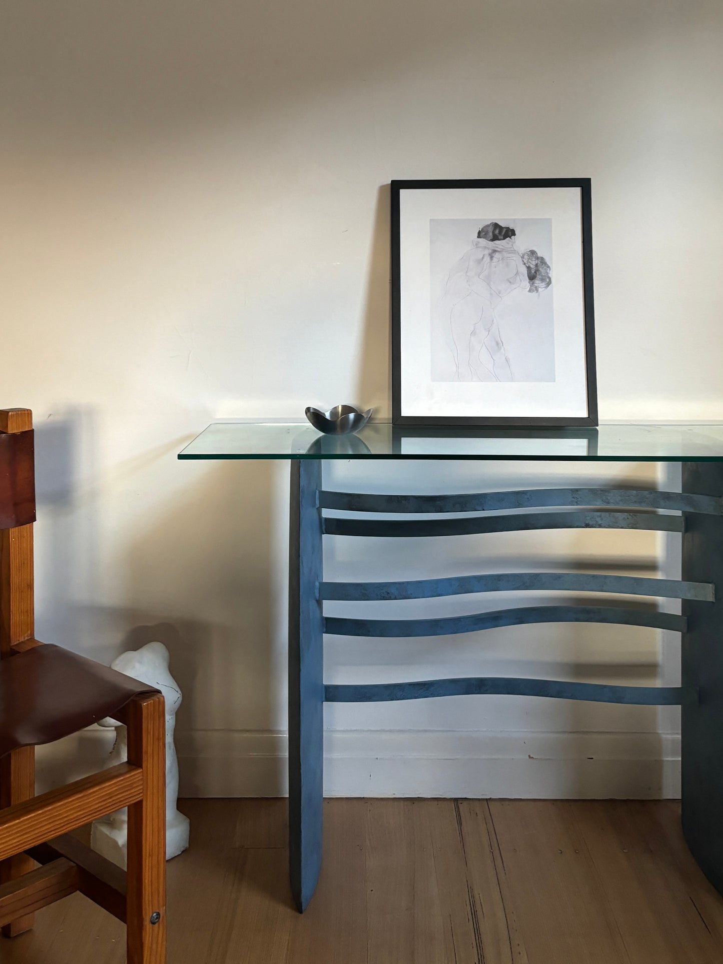 Steel + Glass Wavy Console Table